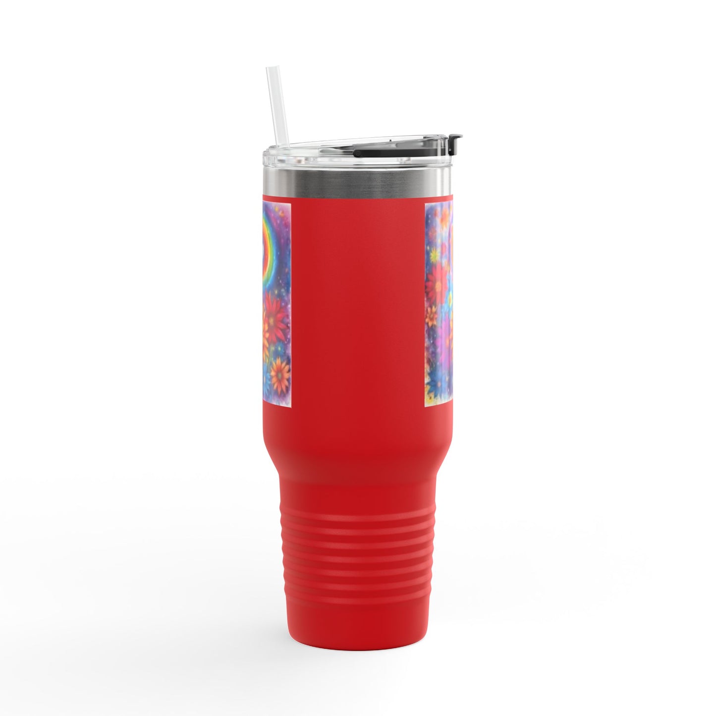 Colorful Floral Insulated Travel Mug - 40oz Rainbow Design