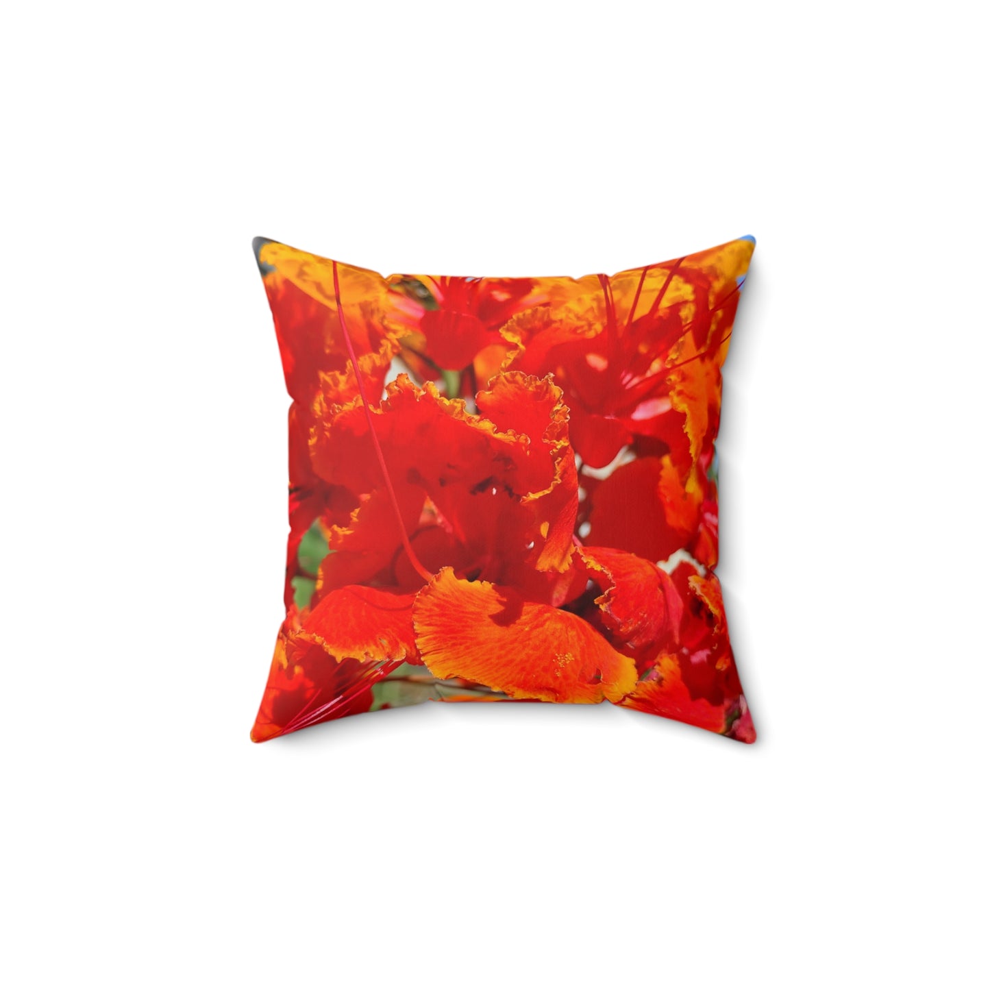 Vibrant Orange Flowers Square Pillow