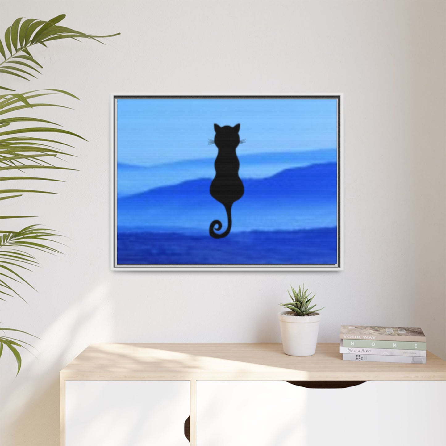 Framed Cat Silhouette Art Print, Wall Decor, Cat Lover Gift, Home Office Art, Pet Memorial