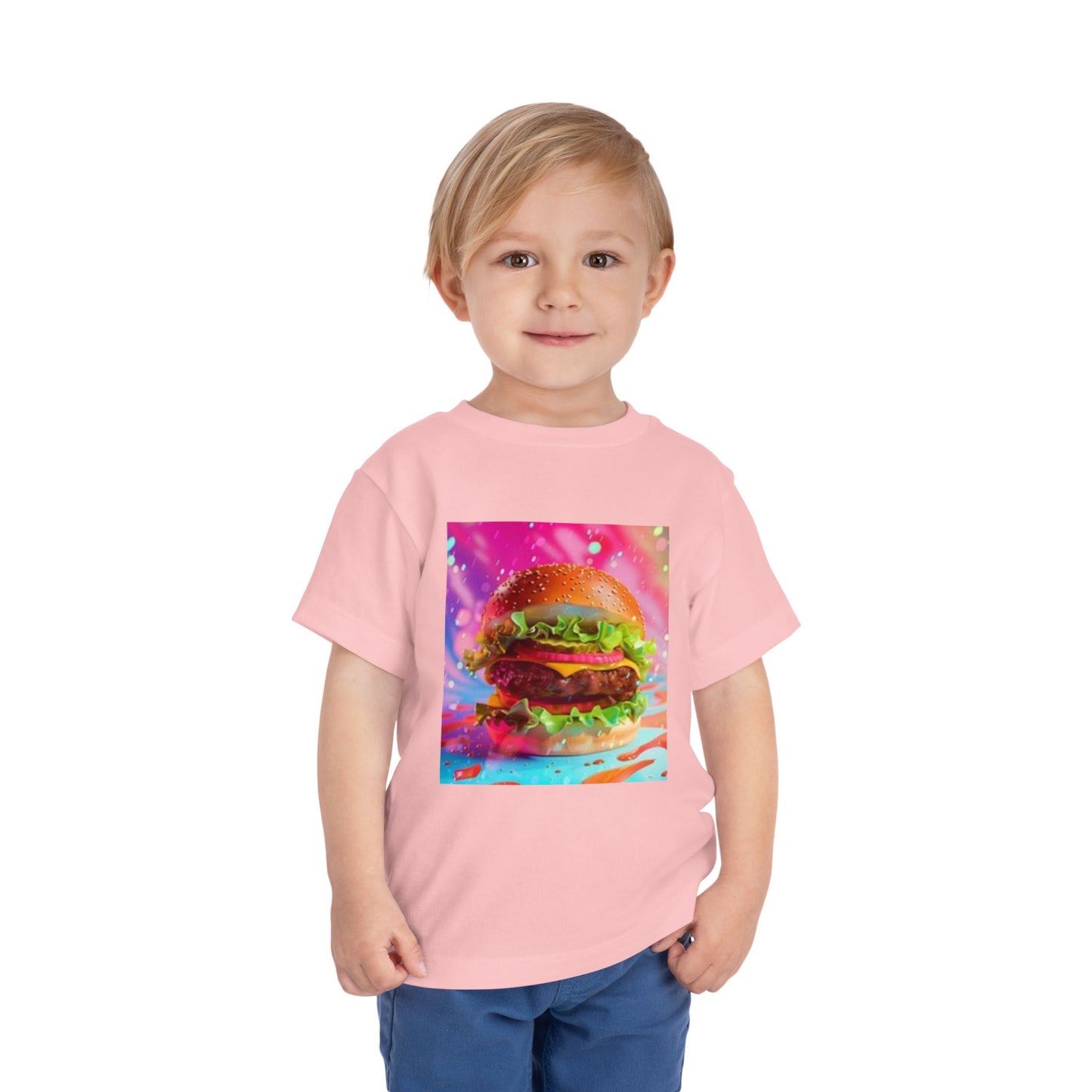 Colorful Burger Toddler Tee - Fun & Playful Kids' Short Sleeve Shirt