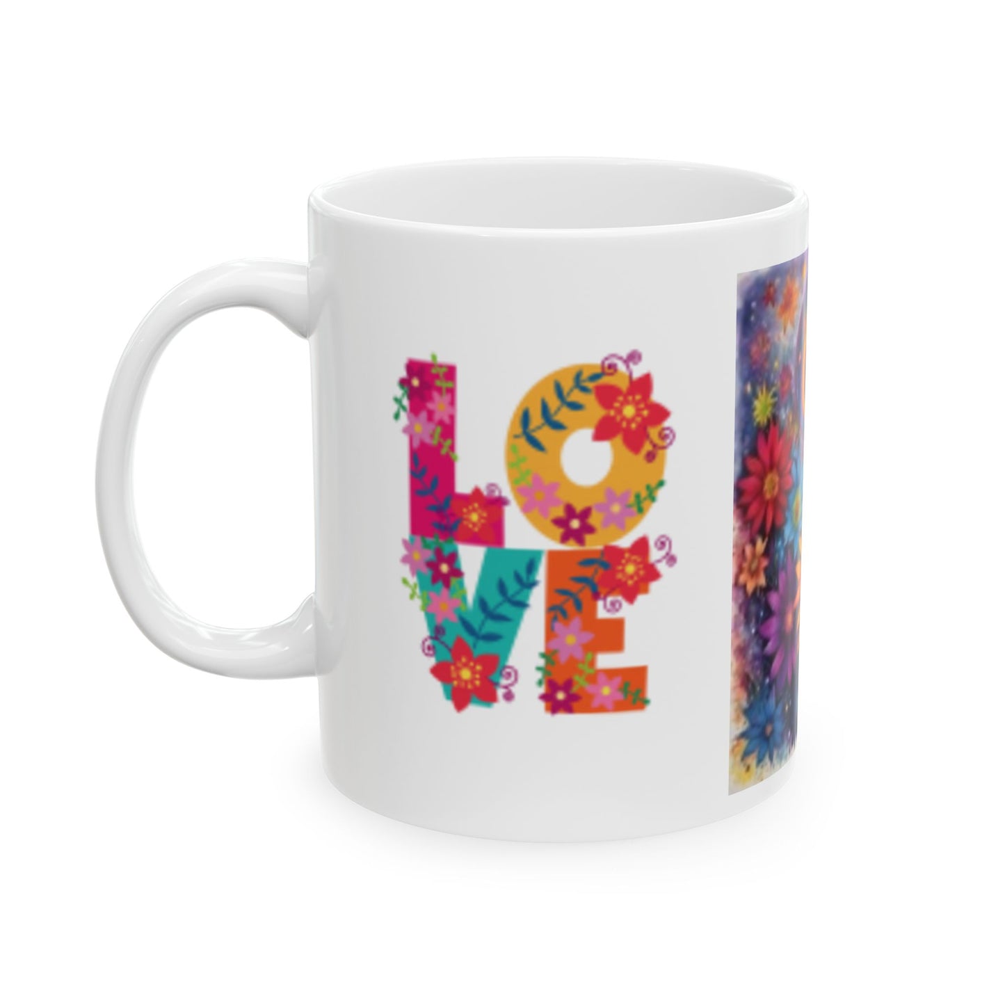 Colorful Floral Rainbow Ceramic Mug - 11oz & 15oz, Perfect Gift for Nature Lovers