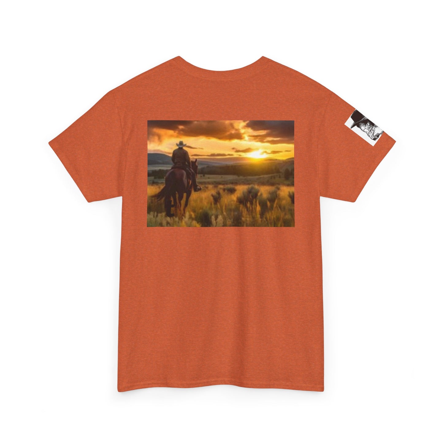 T-shirt unisexe en coton épais Texas Pride – Motif coucher de soleil rustique 