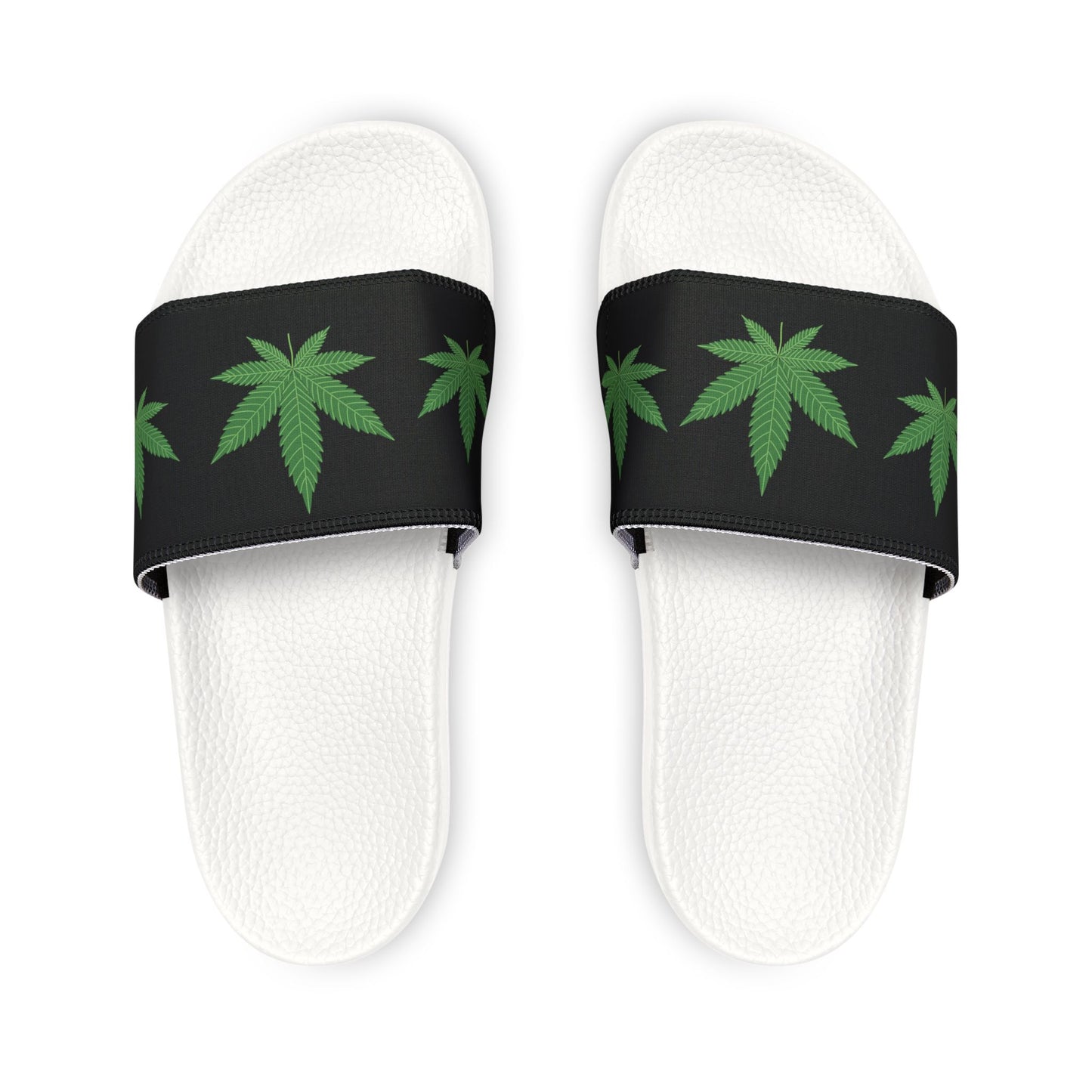 Men's Removable-Strap Sandals Marijuana Leaves Black Background