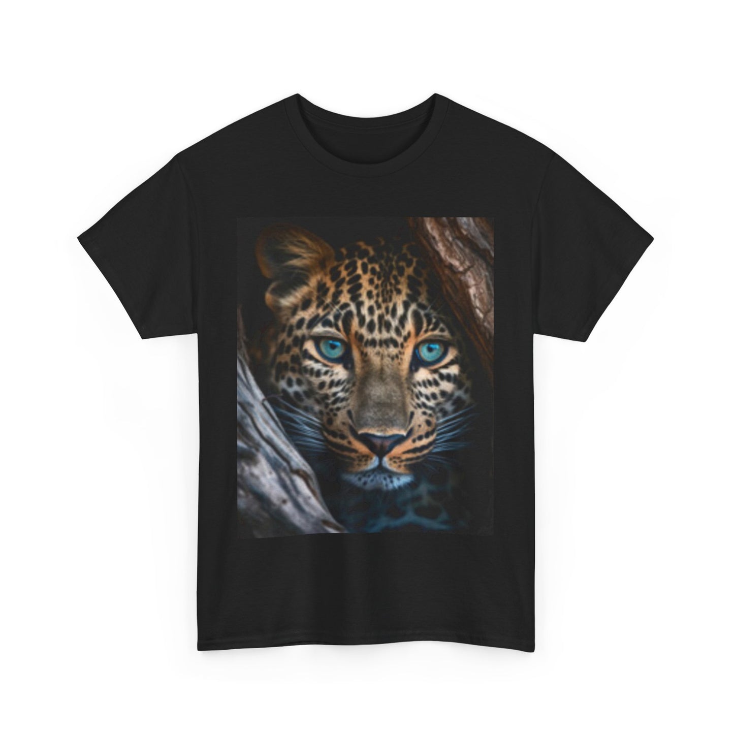 Camiseta unisex de algodón grueso para amantes de la vida silvestre - Diseño de leopardo feroz 