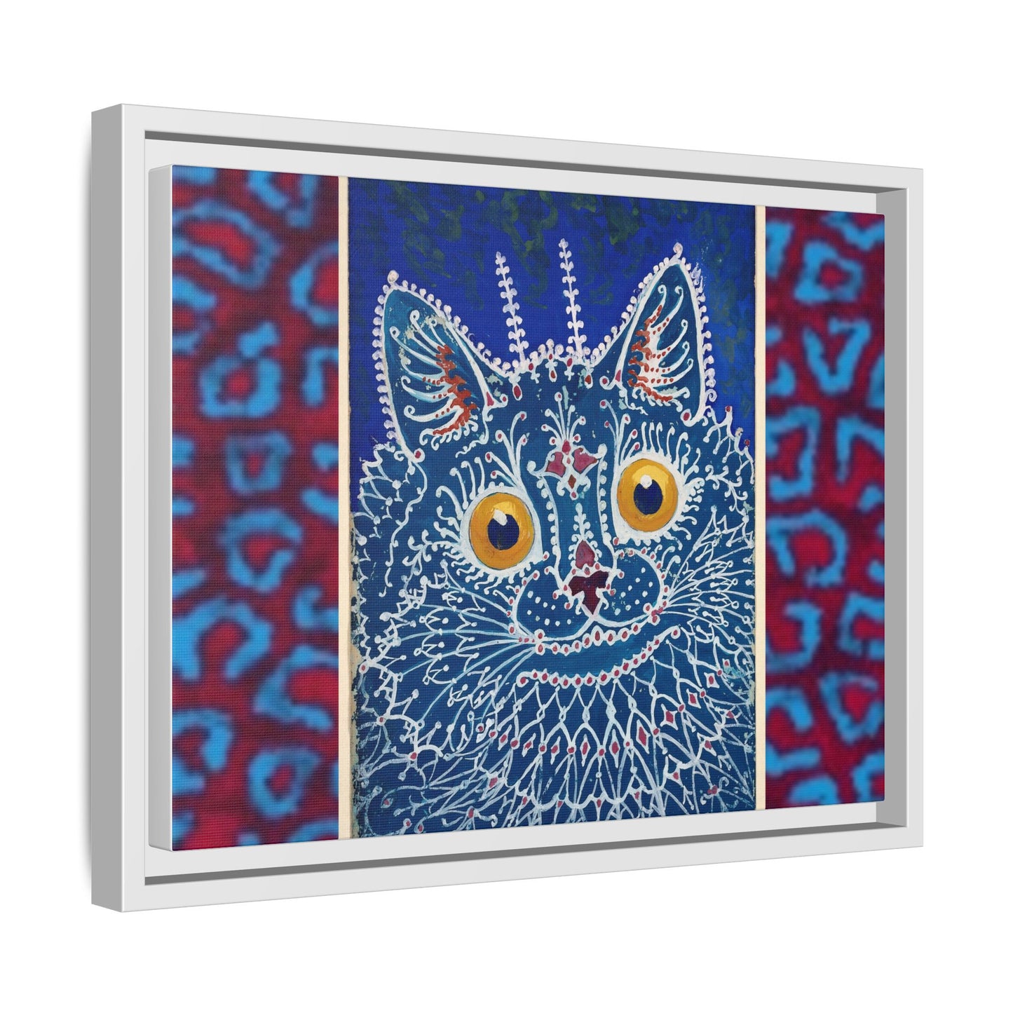 Colorful Cat Framed Matte Canvas Art - Whimsical Home Decor