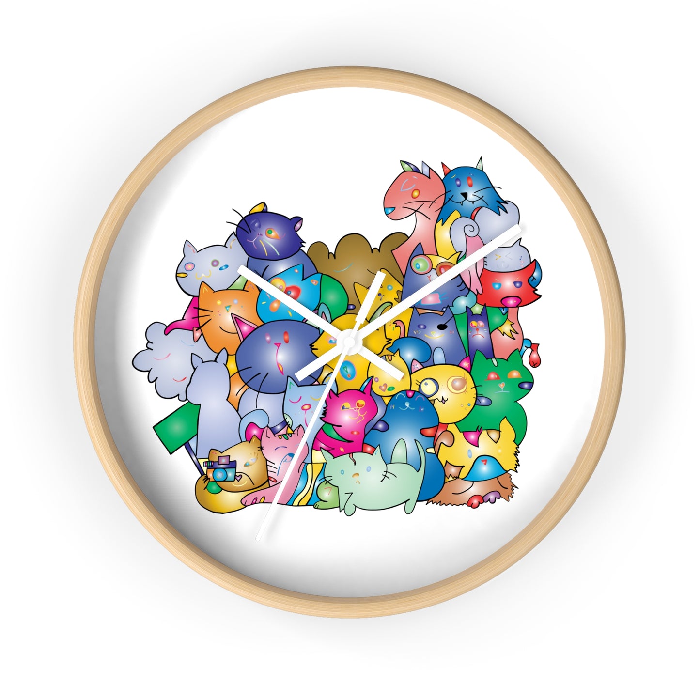 Wall clock Colorful Cats
