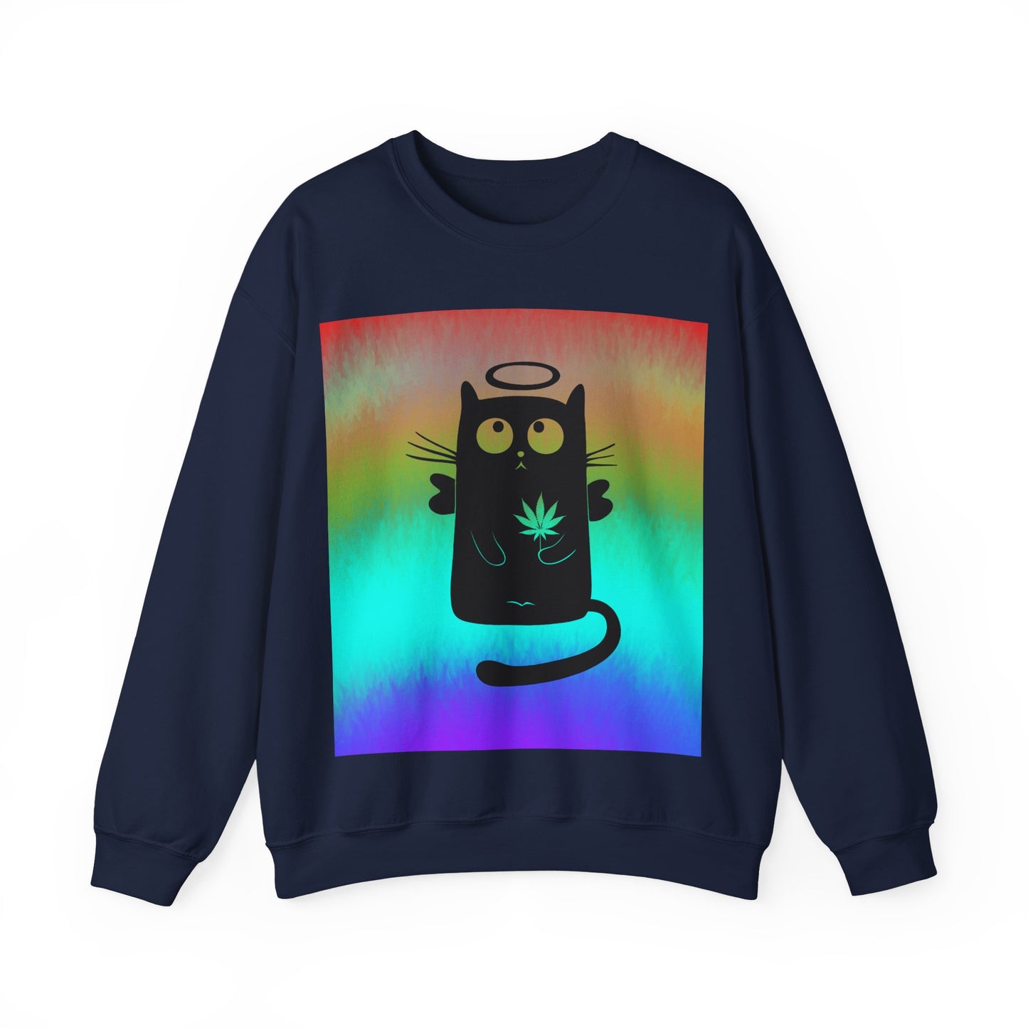 Black Cat Angel Unisex Heavy Blend Crewneck Sweatshirt