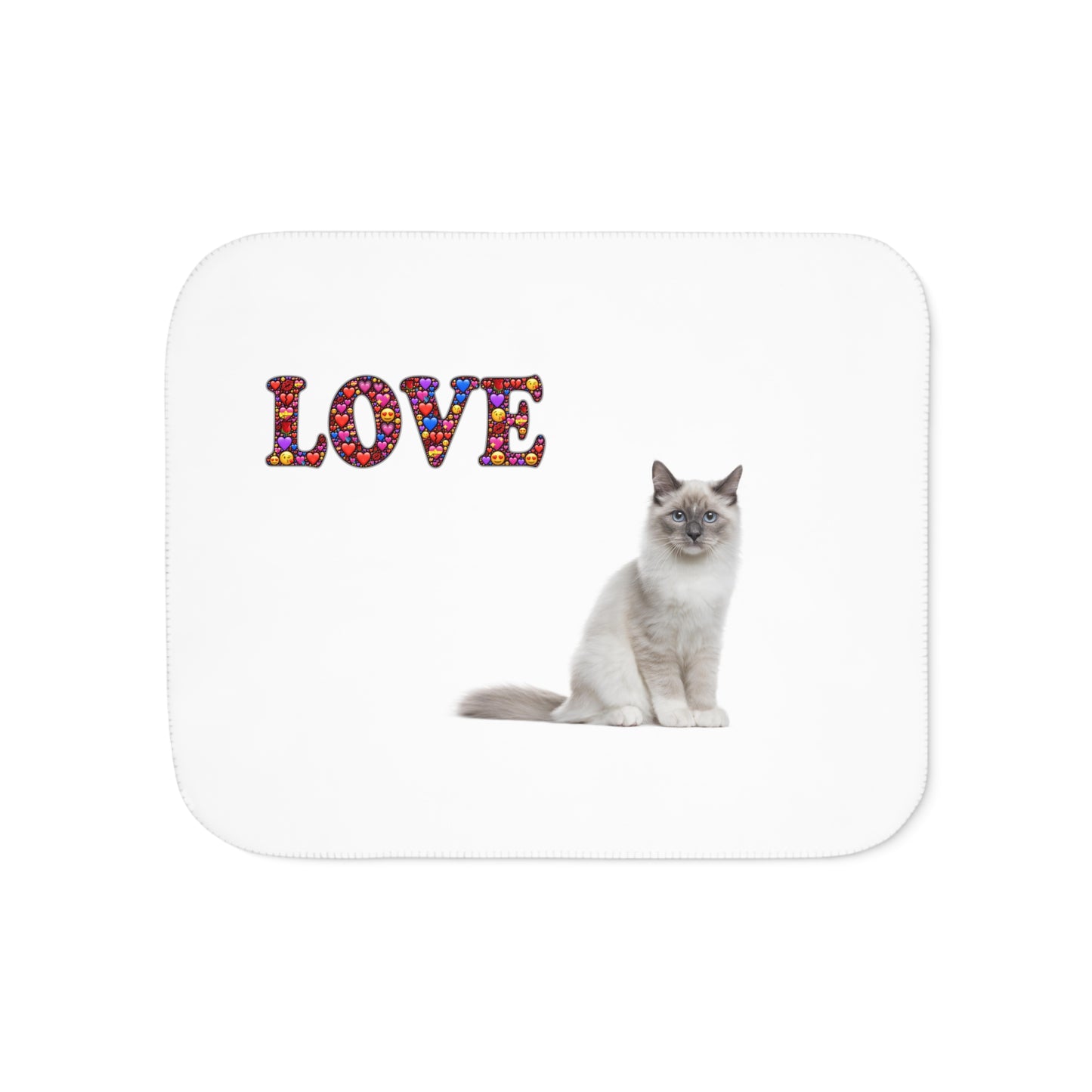 Sherpa Blanket, Two Colors Cat Love