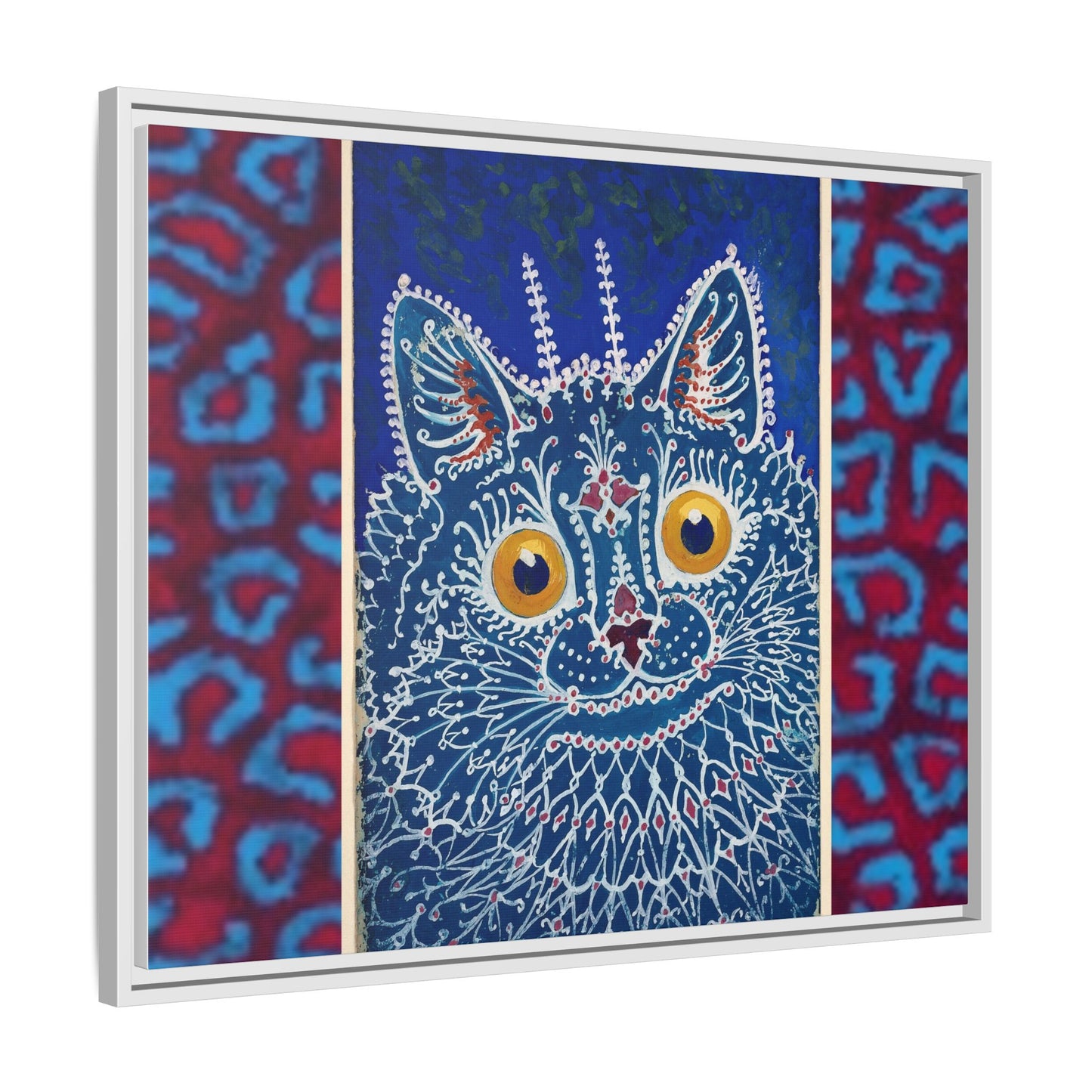 Colorful Cat Framed Matte Canvas Art - Whimsical Home Decor