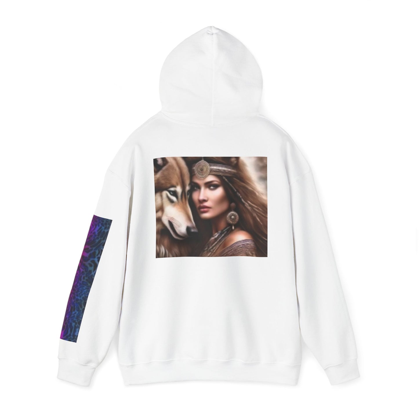 Sudadera con capucha con estampado de lobo y mujer: sudadera unisex de mezcla pesada™ para amantes de la naturaleza 