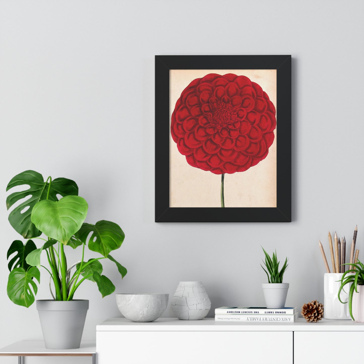Framed Vertical Poster 11"x14" Red Flower