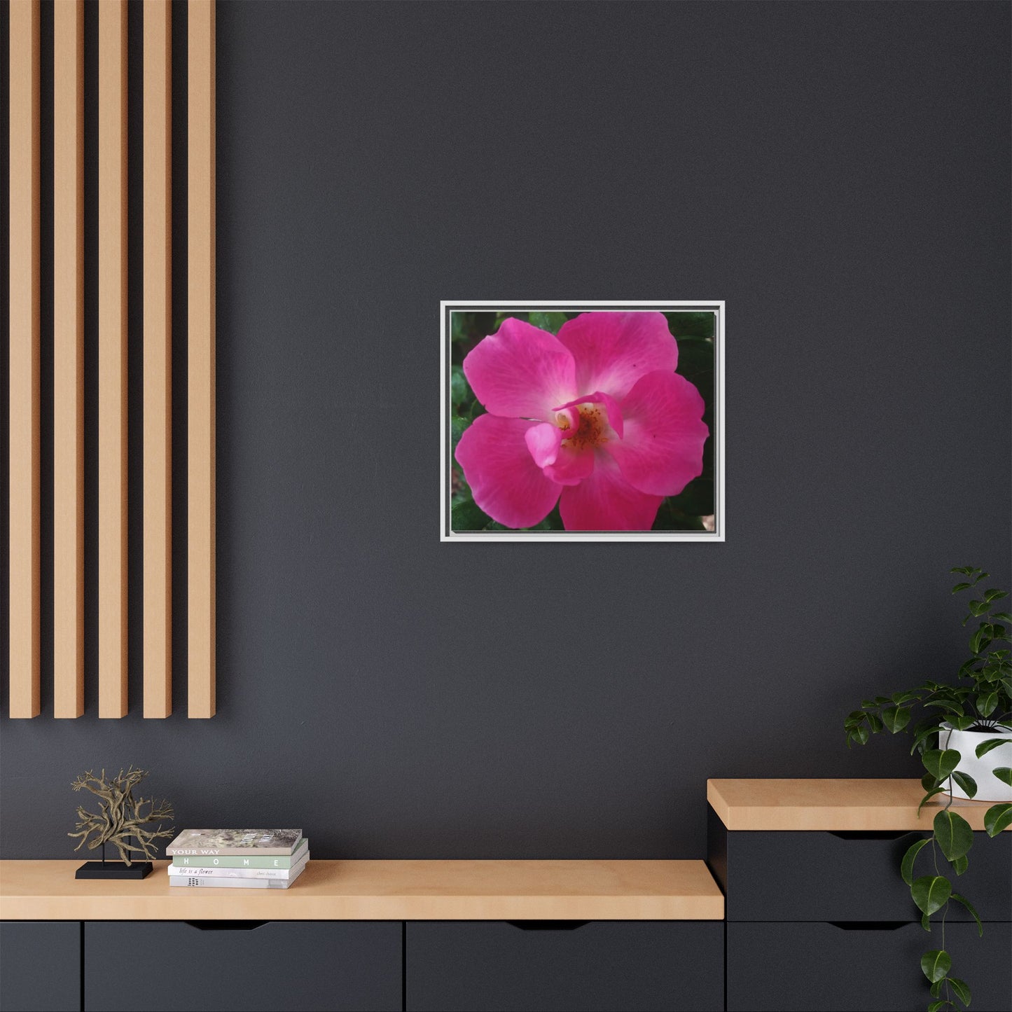 Framed Floral Canvas Art Print | Vibrant Pink Flower Decor, Wall Art for Home, Gift for Her, Mother's Day, Birthday