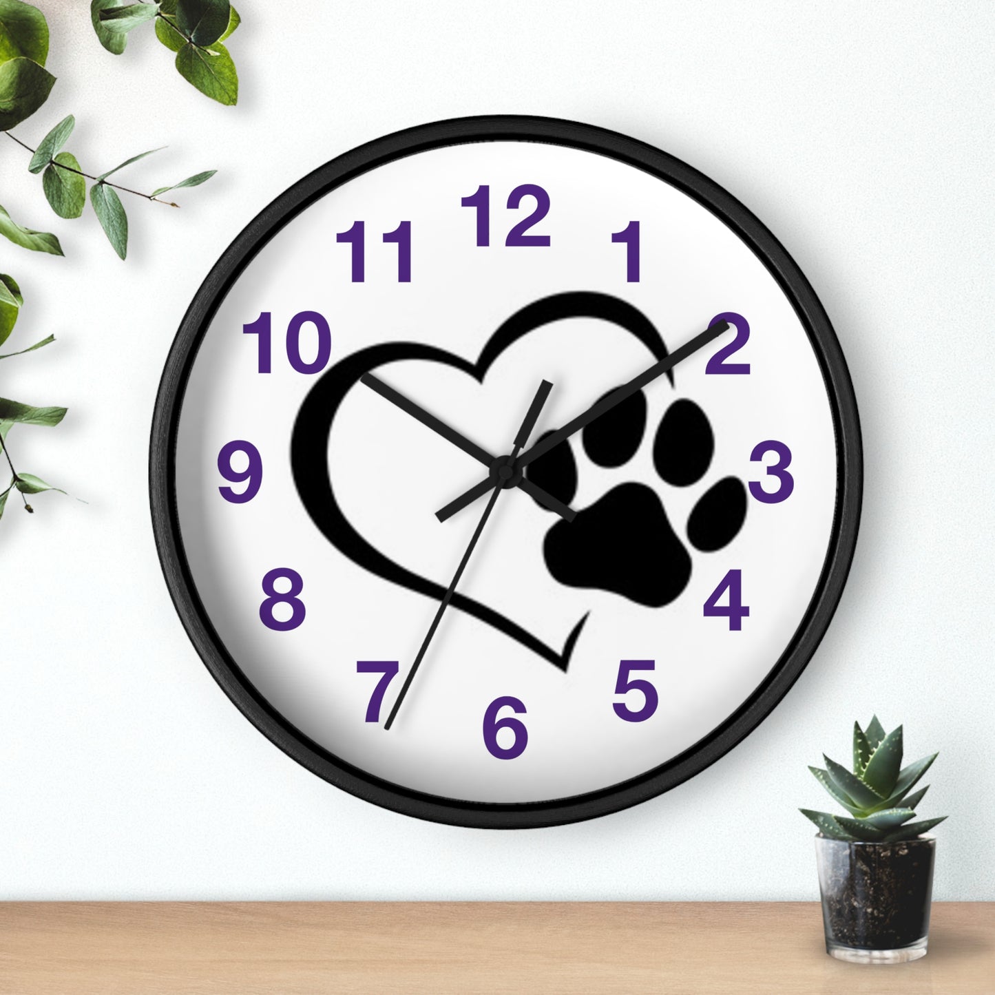 Paw Print Heart Wall Clock | Pet Lover Decor, Animal Theme Gift, Dog Cat Wall Art, Cute Home Accent, Cozy Pet Decor