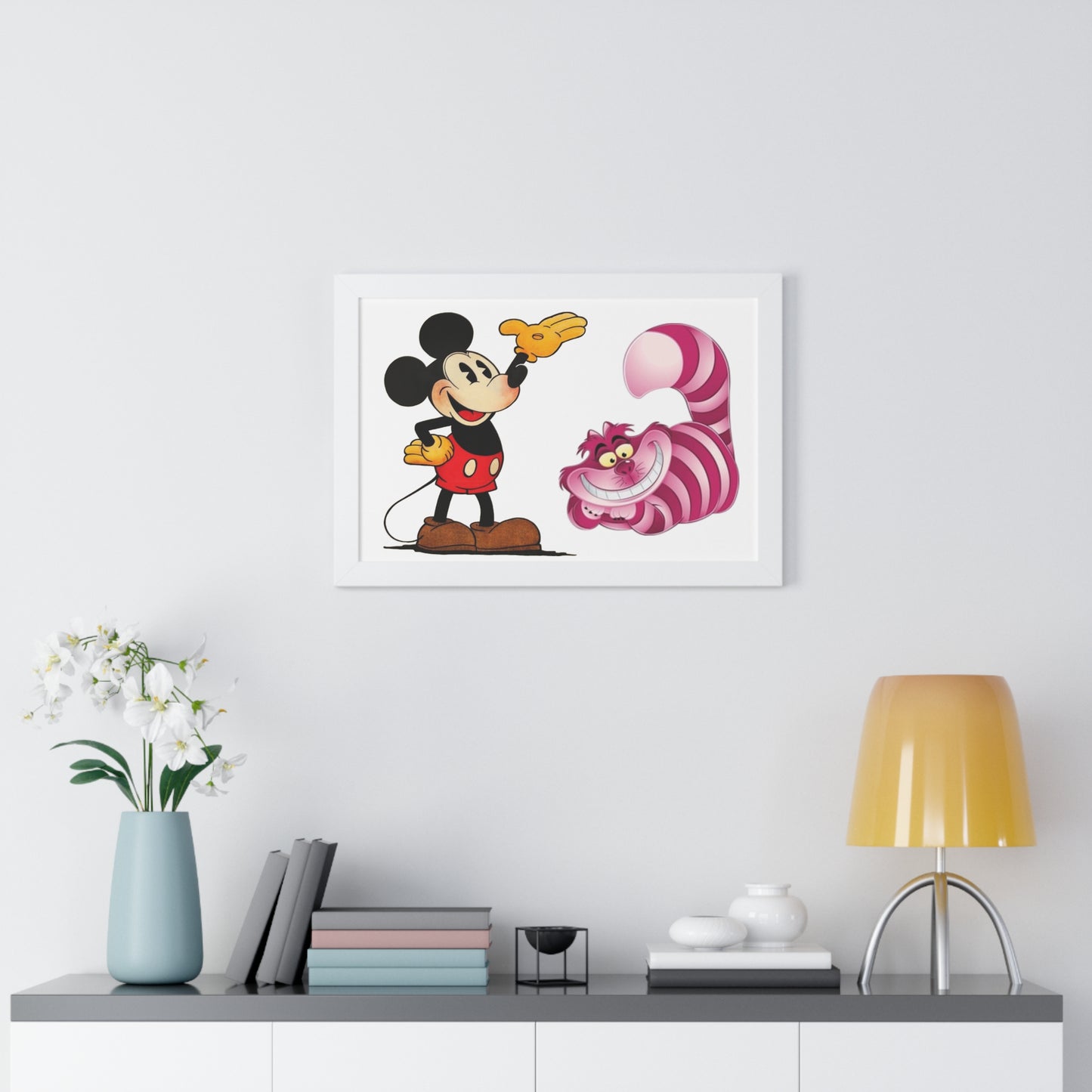 Framed Horizontal Poster Mickey Mouse & Cheshire Cat