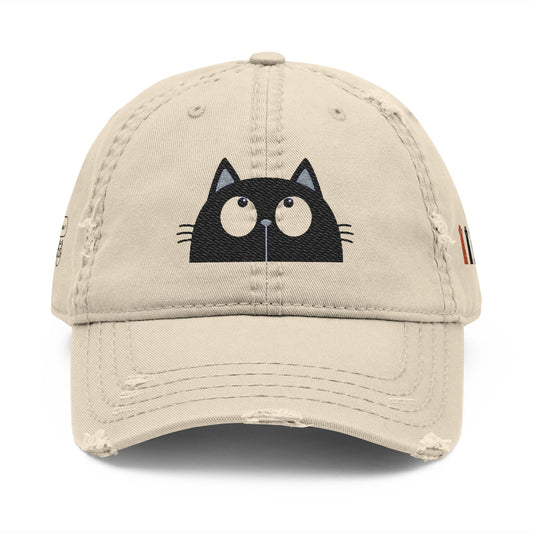 Distressed Cat Dad Hat - Embroidered, Casual Style for Cat Lovers