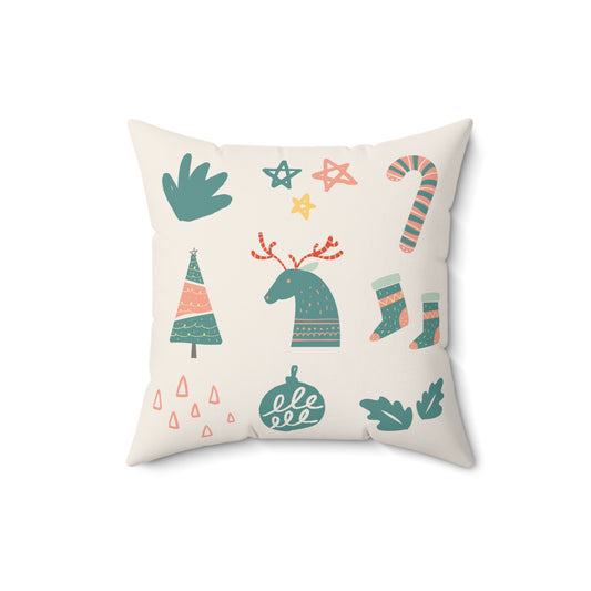 Christmas Faux Suede Square Pillow Merry Christmas and happy New Year