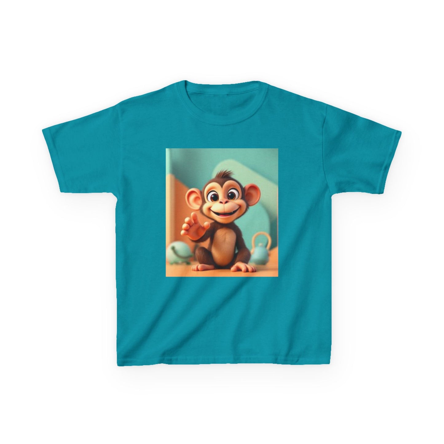 Kids Fun Monkey & Colorful Heart Heavy Cotton™ Tee