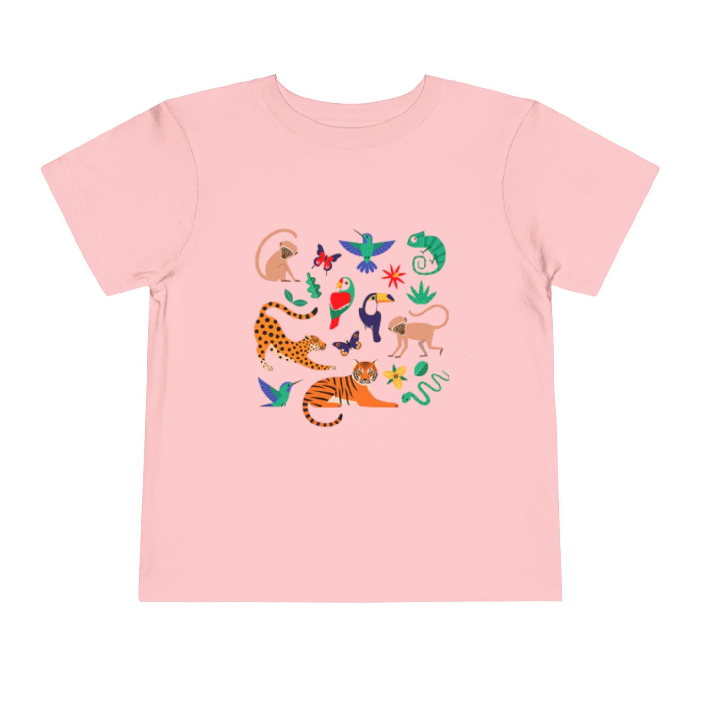 Wildlife Adventure Toddler Short Sleeve Tee - Fun Black Animal Print Shirt