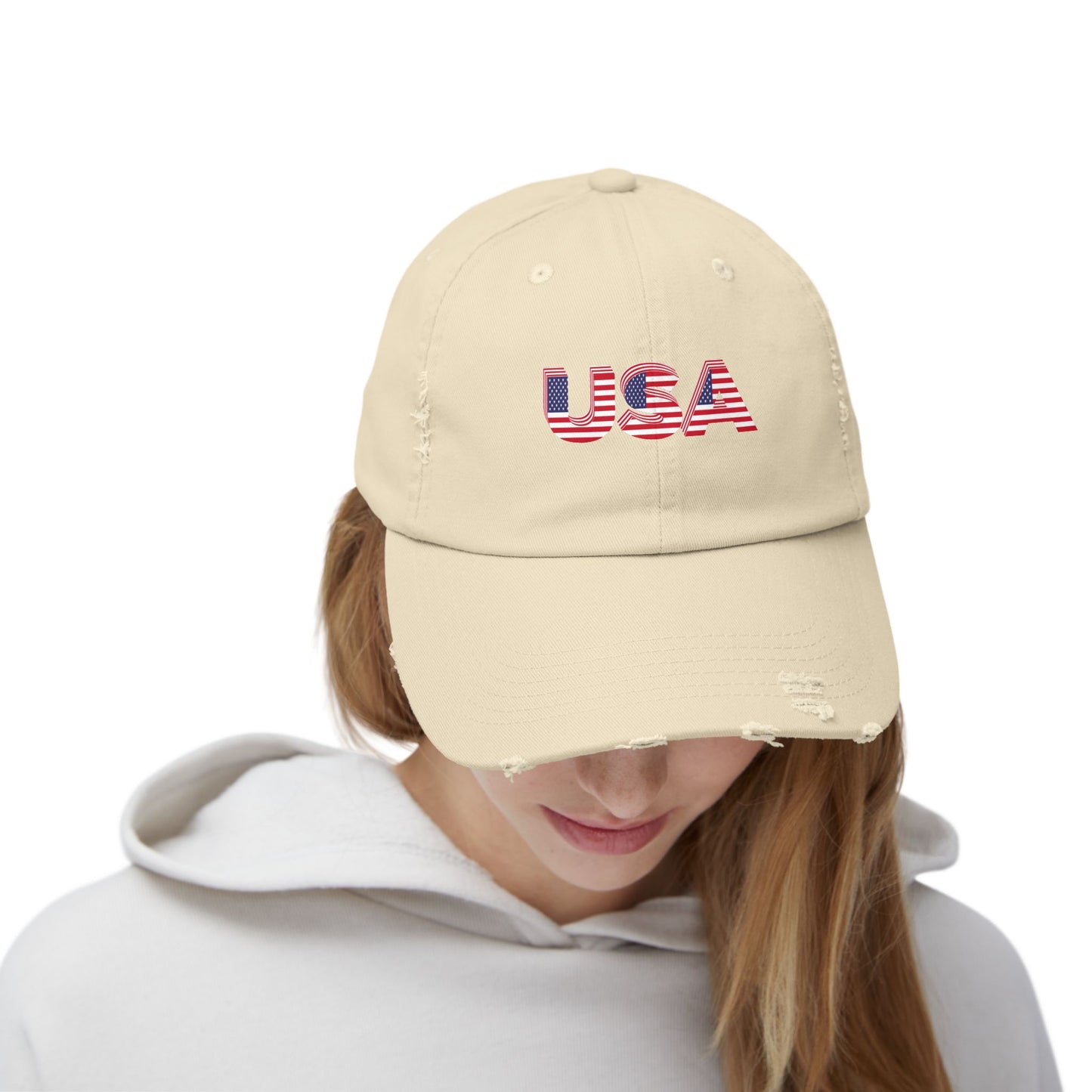 Gorra unisex desgastada con diseño de bandera de EE. UU., perfecta para el Día de la Independencia y para uso diario. 