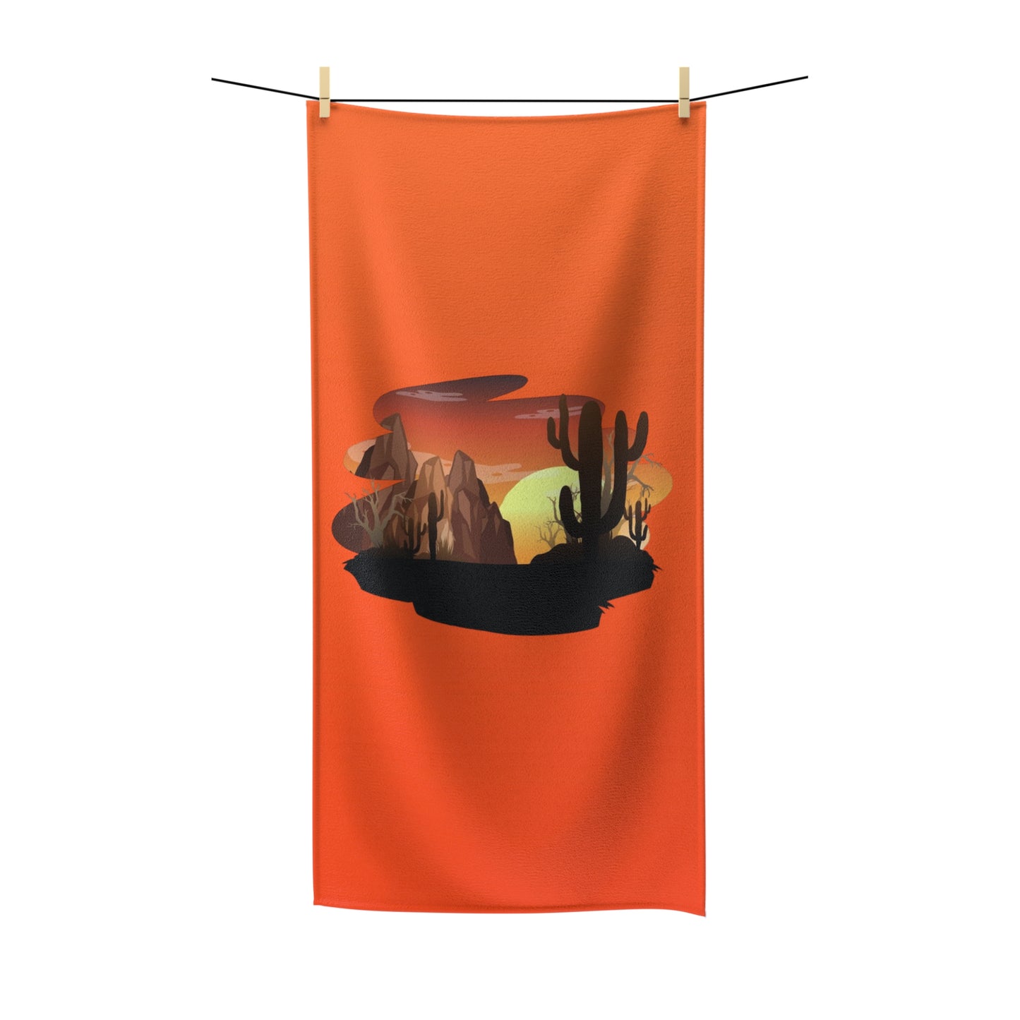 Desert Sunset Polycotton Towel - Vibrant Cactus Design for Beach & Spa
