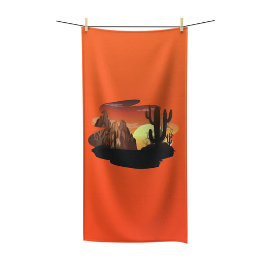 Desert Sunset Polycotton Towel - Vibrant Cactus Design for Beach & Spa