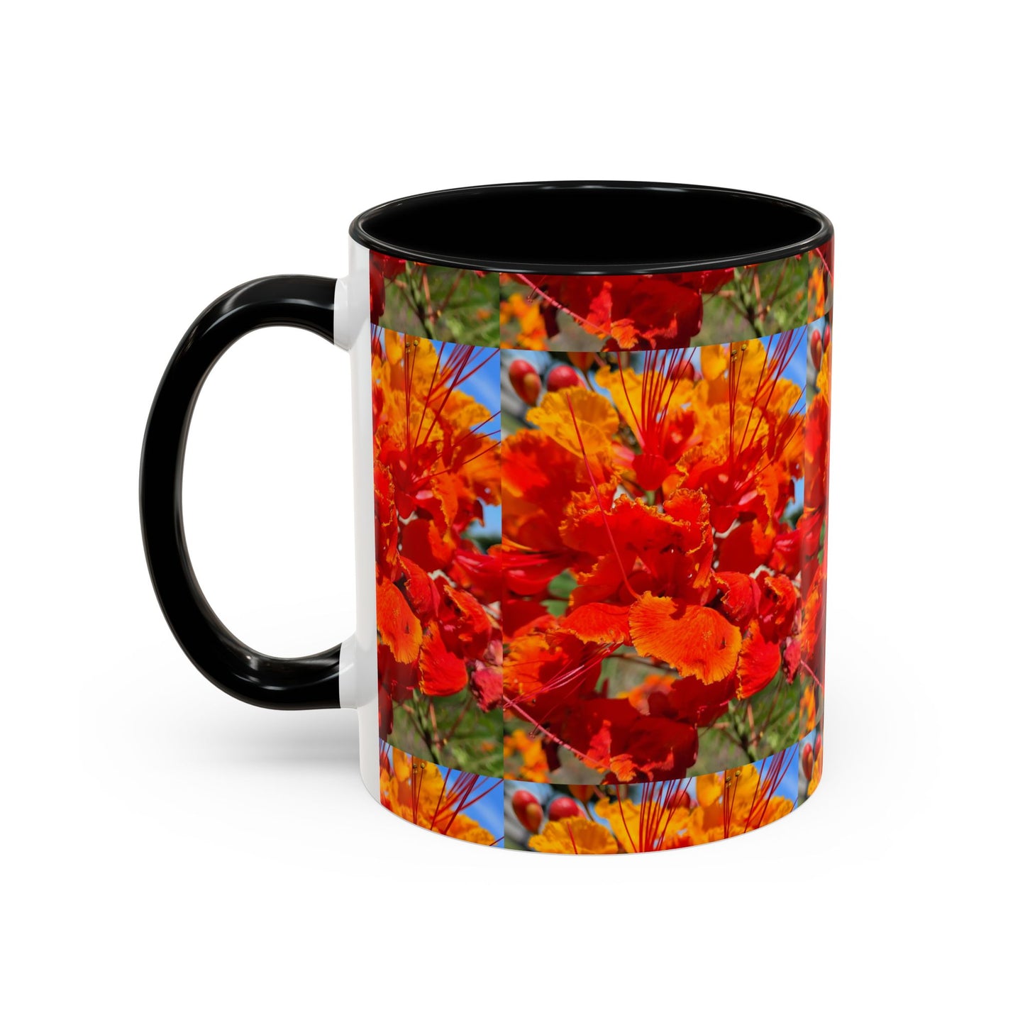 Orange Flowers Accent Coffee Mug 11 oz Great for Coffee Tea Milk Water Juice Ice Cream Soup