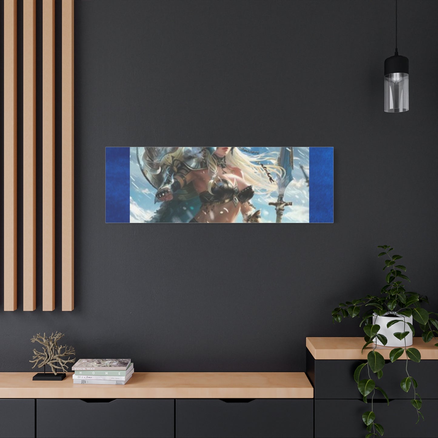 Fantasy Warrior Woman Canvas Art Print, Wall Decor for Gamers, Bold Room Aesthetic, Gift for Art Lovers, Home Office Decoration, Unique Wall Art