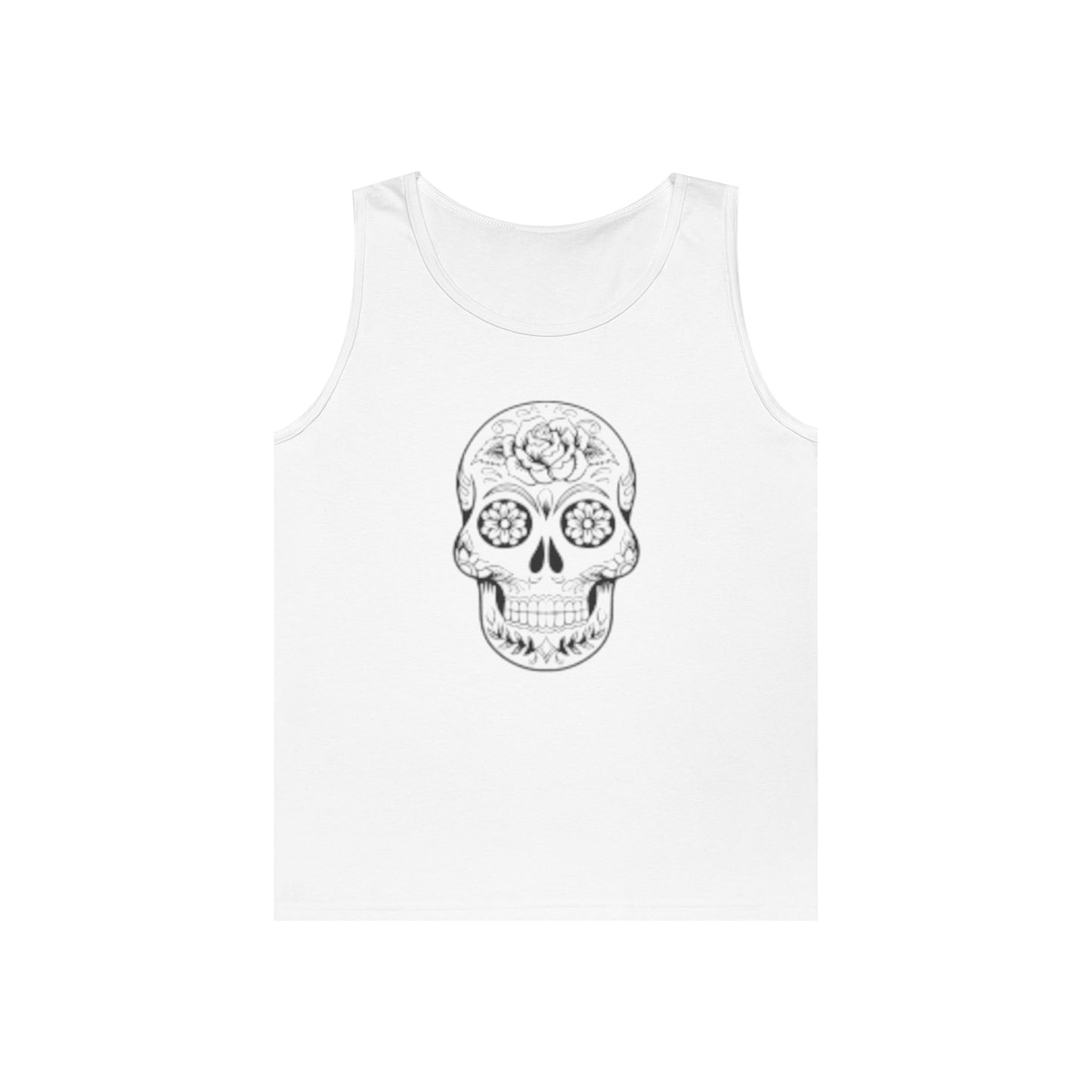 Skull Design Unisex Heavy Cotton Tank Top - Perfect for Festivals & Everyday Wear