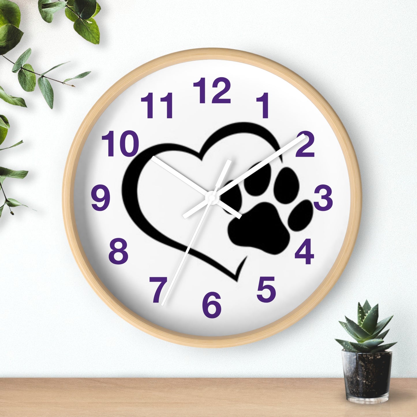 Paw Print Heart Wall Clock | Pet Lover Decor, Animal Theme Gift, Dog Cat Wall Art, Cute Home Accent, Cozy Pet Decor