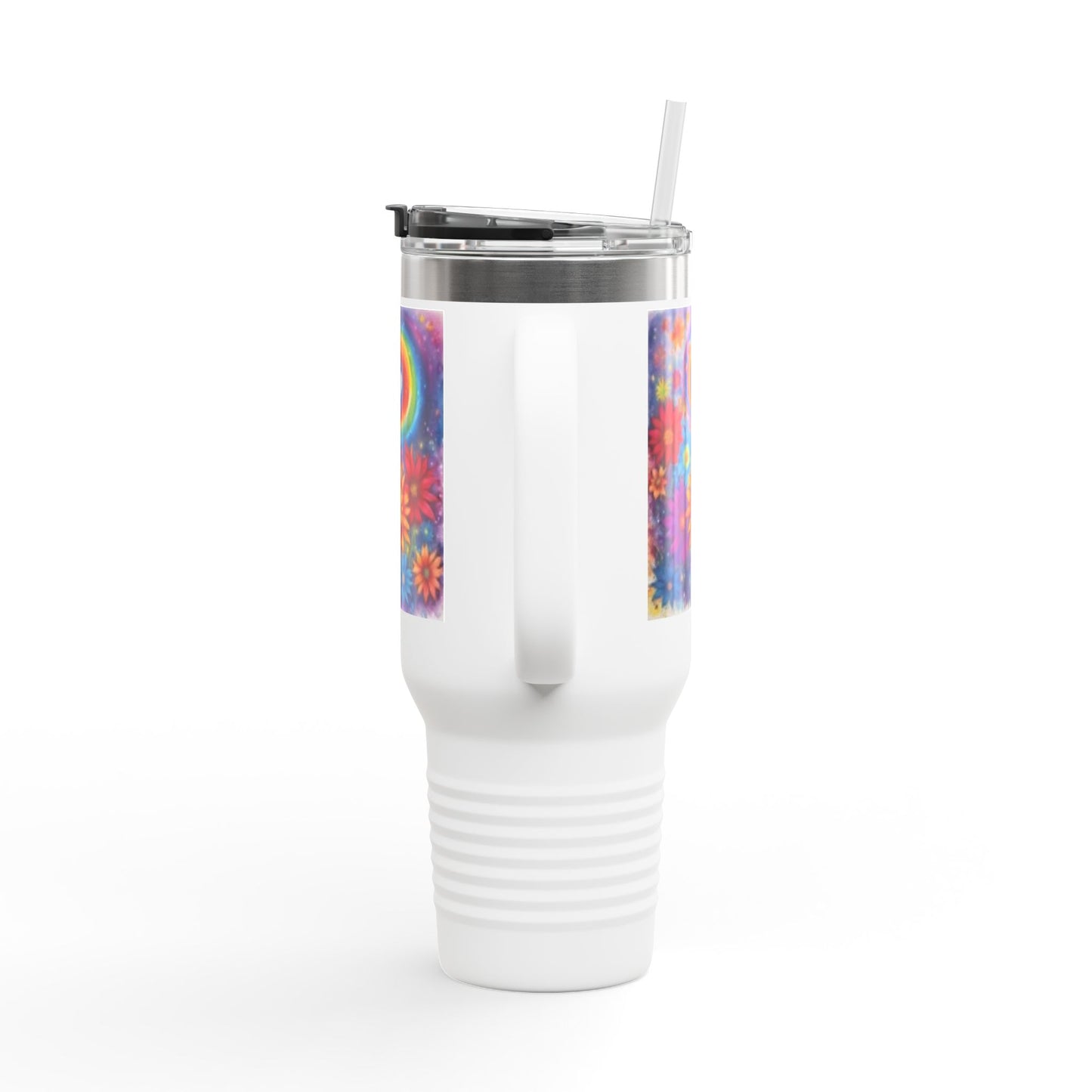 Colorful Floral Insulated Travel Mug - 40oz Rainbow Design