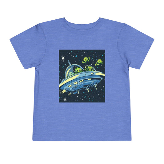 Cute Alien Spaceship Toddler Tee - Fun Kids Short Sleeve Shirt