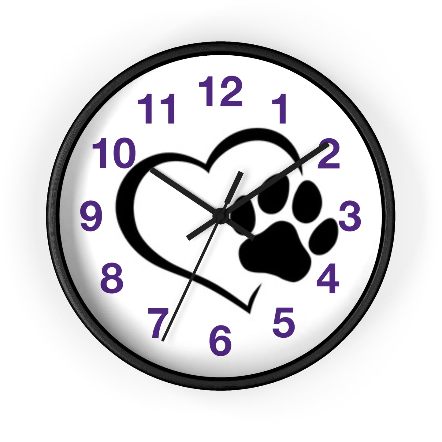 Paw Print Heart Wall Clock | Pet Lover Decor, Animal Theme Gift, Dog Cat Wall Art, Cute Home Accent, Cozy Pet Decor