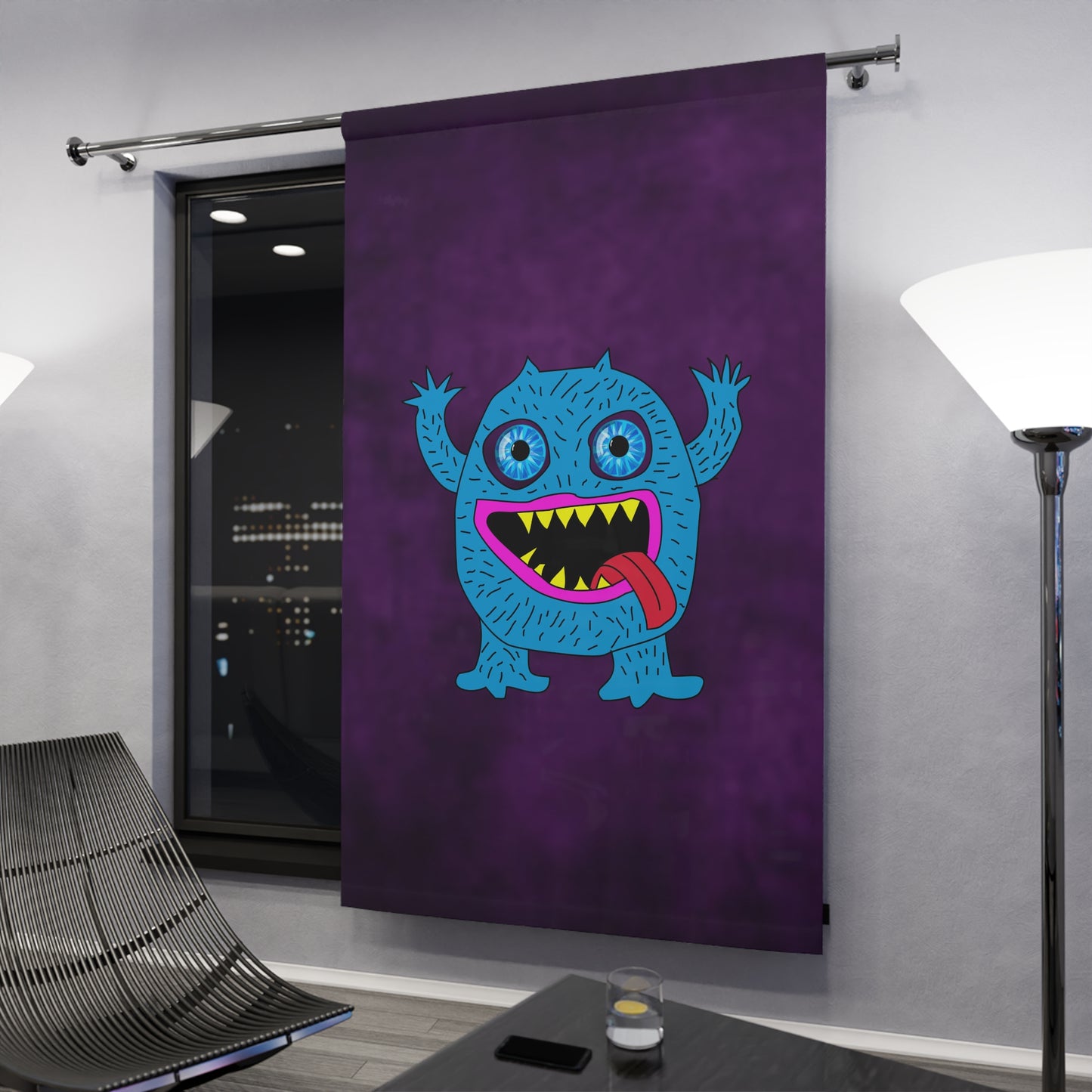 Blue Monster Red Tongue Window Curtains (1 Piece) Water Milk Juice Water Ice Cream Soup :))