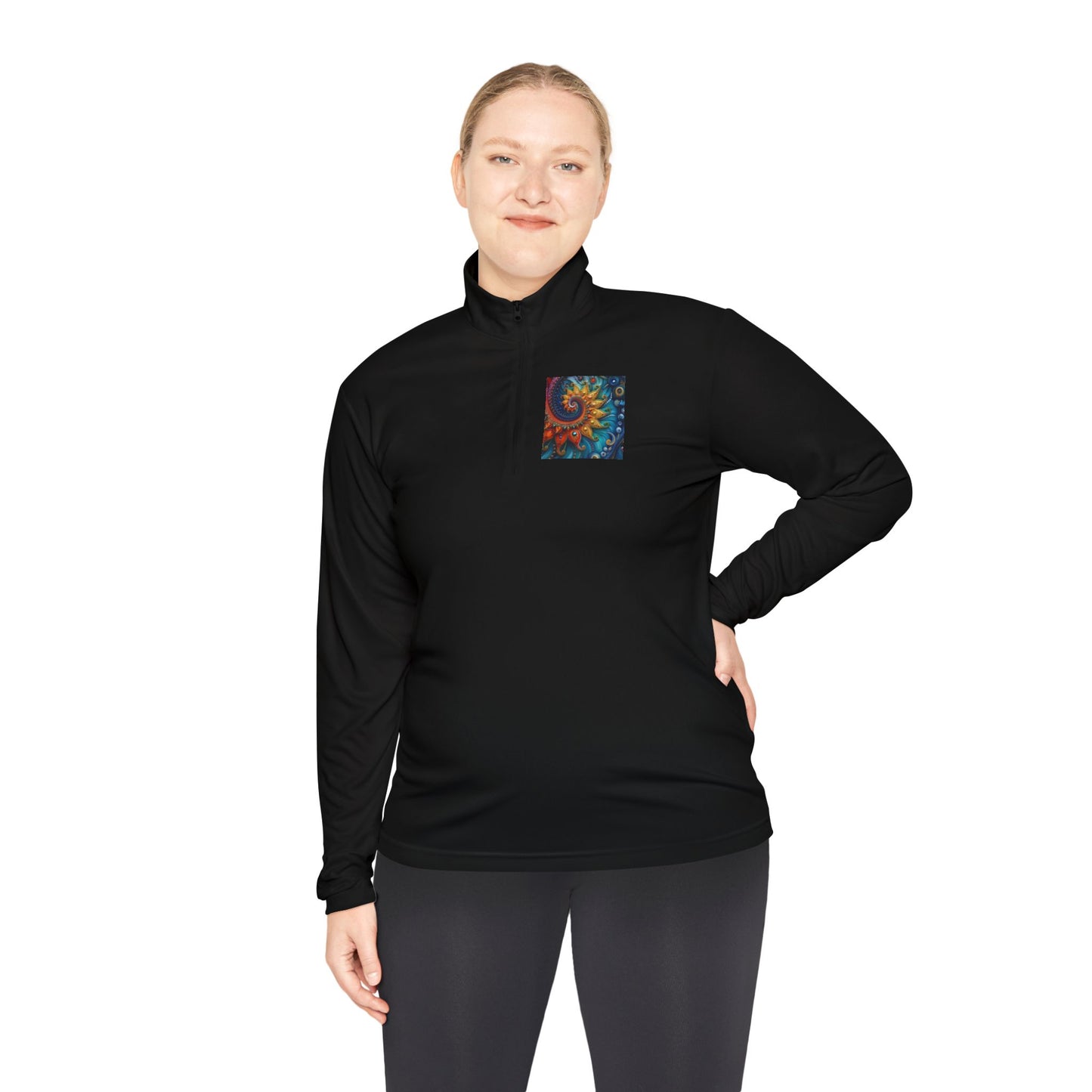 Quarter-Zip Pullover Women's face with hat with flowers