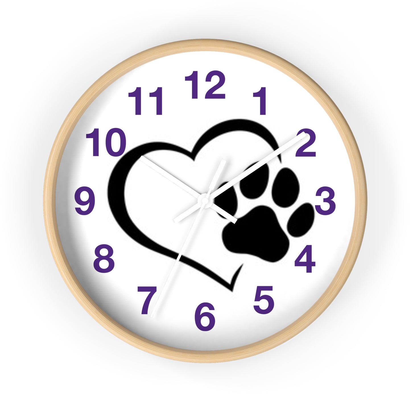 Paw Print Heart Wall Clock | Pet Lover Decor, Animal Theme Gift, Dog Cat Wall Art, Cute Home Accent, Cozy Pet Decor