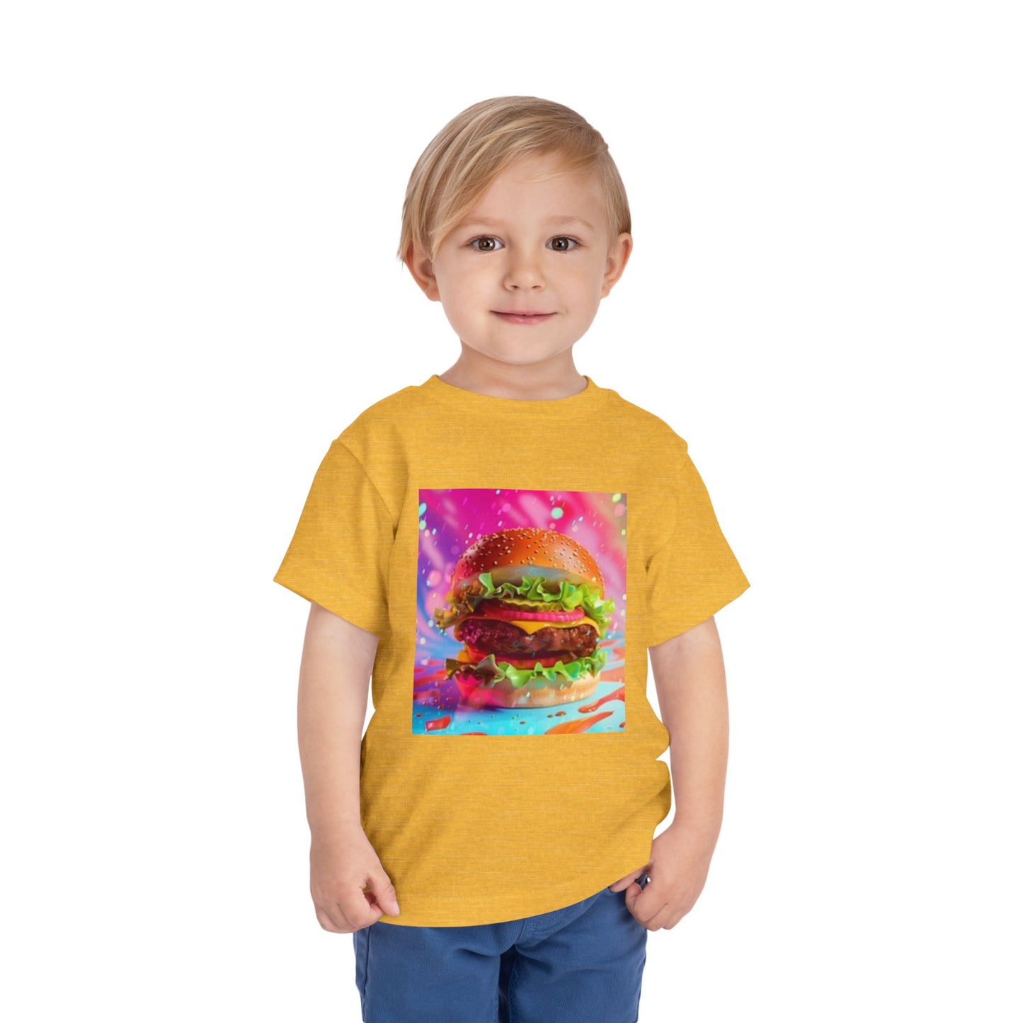 Colorful Burger Toddler Tee - Fun & Playful Kids' Short Sleeve Shirt