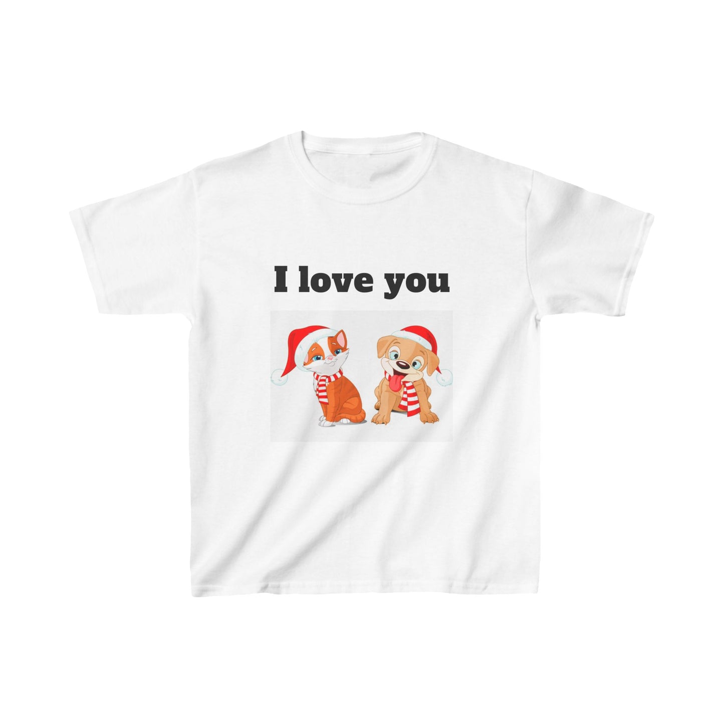 Camiseta de algodón pesado para niños con gorros de Papá Noel para perros y gatos