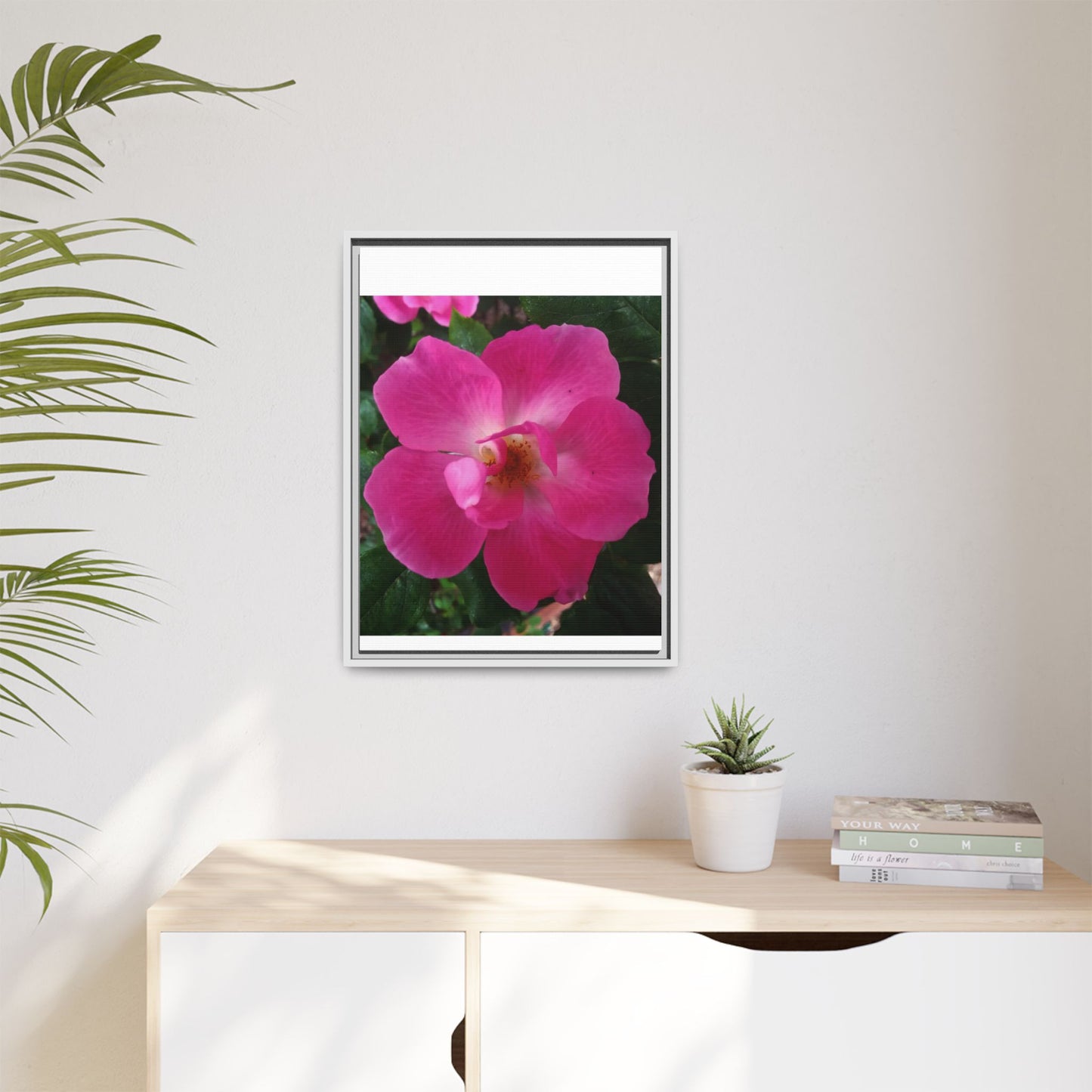 Framed Floral Canvas Art Print | Vibrant Pink Flower Decor, Wall Art for Home, Gift for Her, Mother's Day, Birthday
