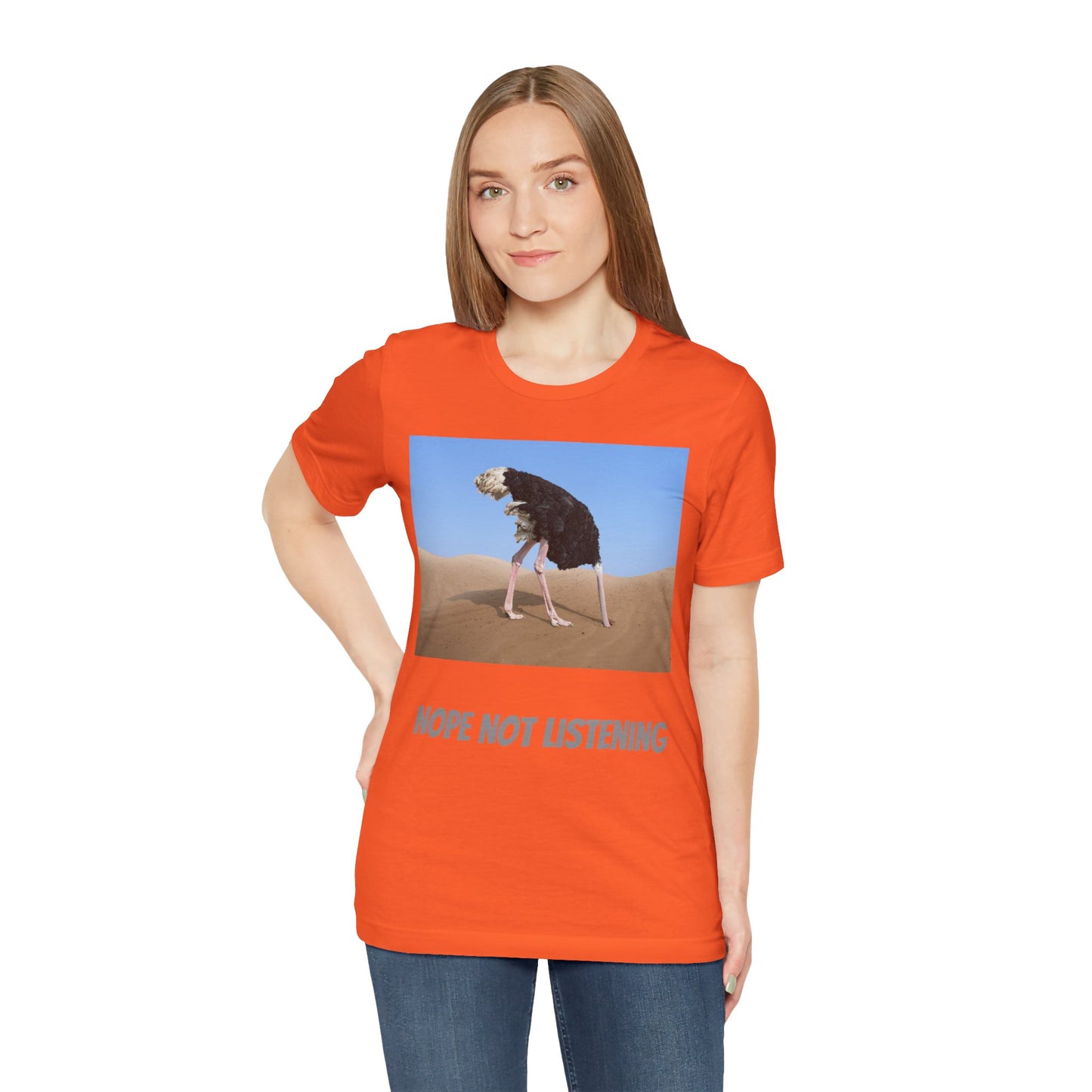 Camiseta avestruz no, no escucho