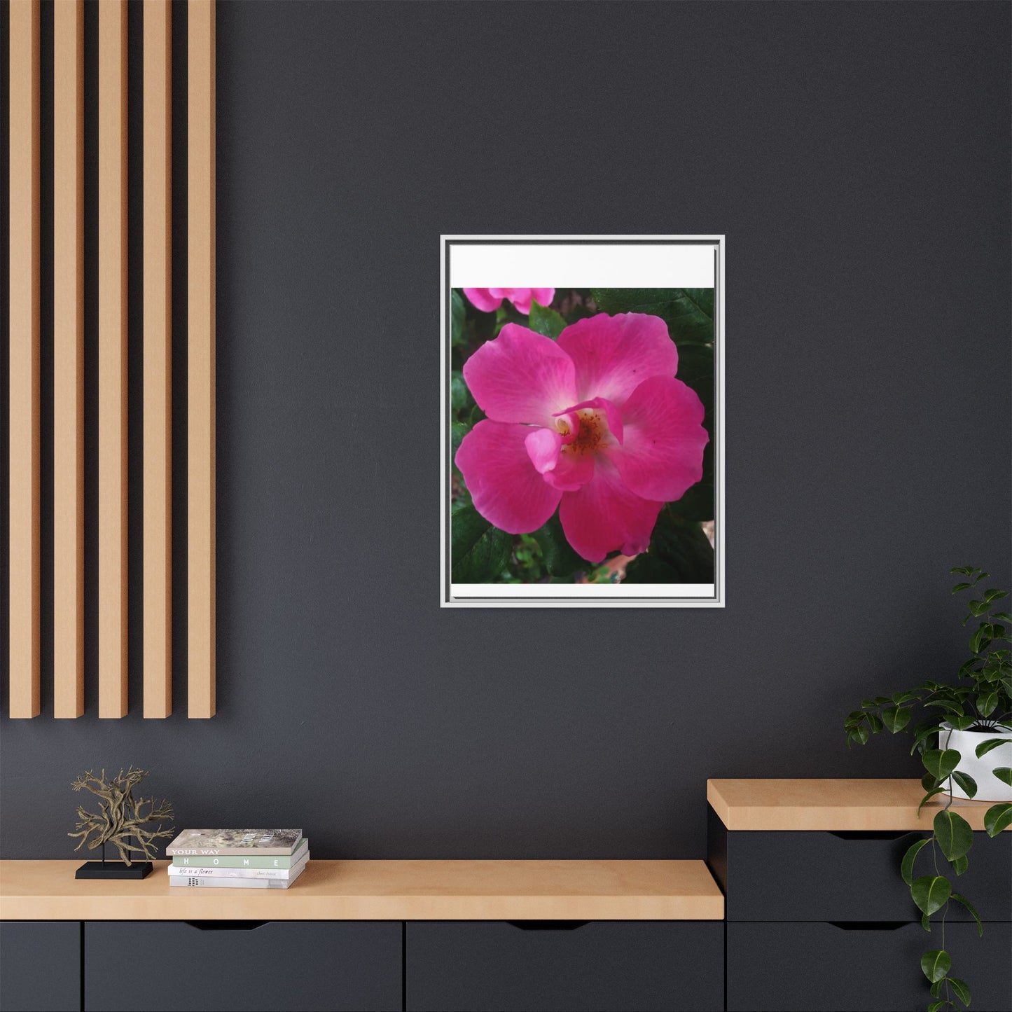 Framed Floral Canvas Art Print | Vibrant Pink Flower Decor, Wall Art for Home, Gift for Her, Mother's Day, Birthday