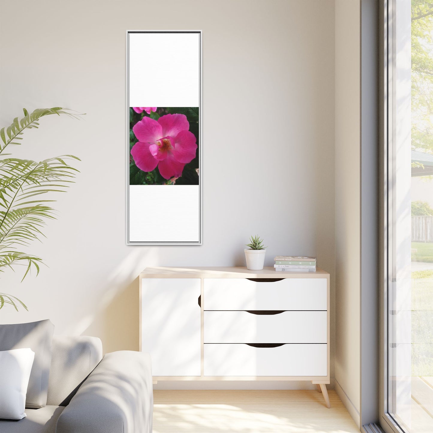 Framed Floral Canvas Art Print | Vibrant Pink Flower Decor, Wall Art for Home, Gift for Her, Mother's Day, Birthday