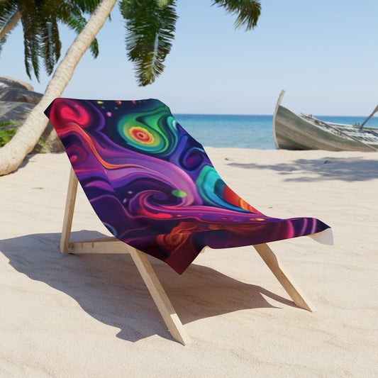 Vibrant Abstract Beach Towel - Colorful Swirl Design for Summer Fun