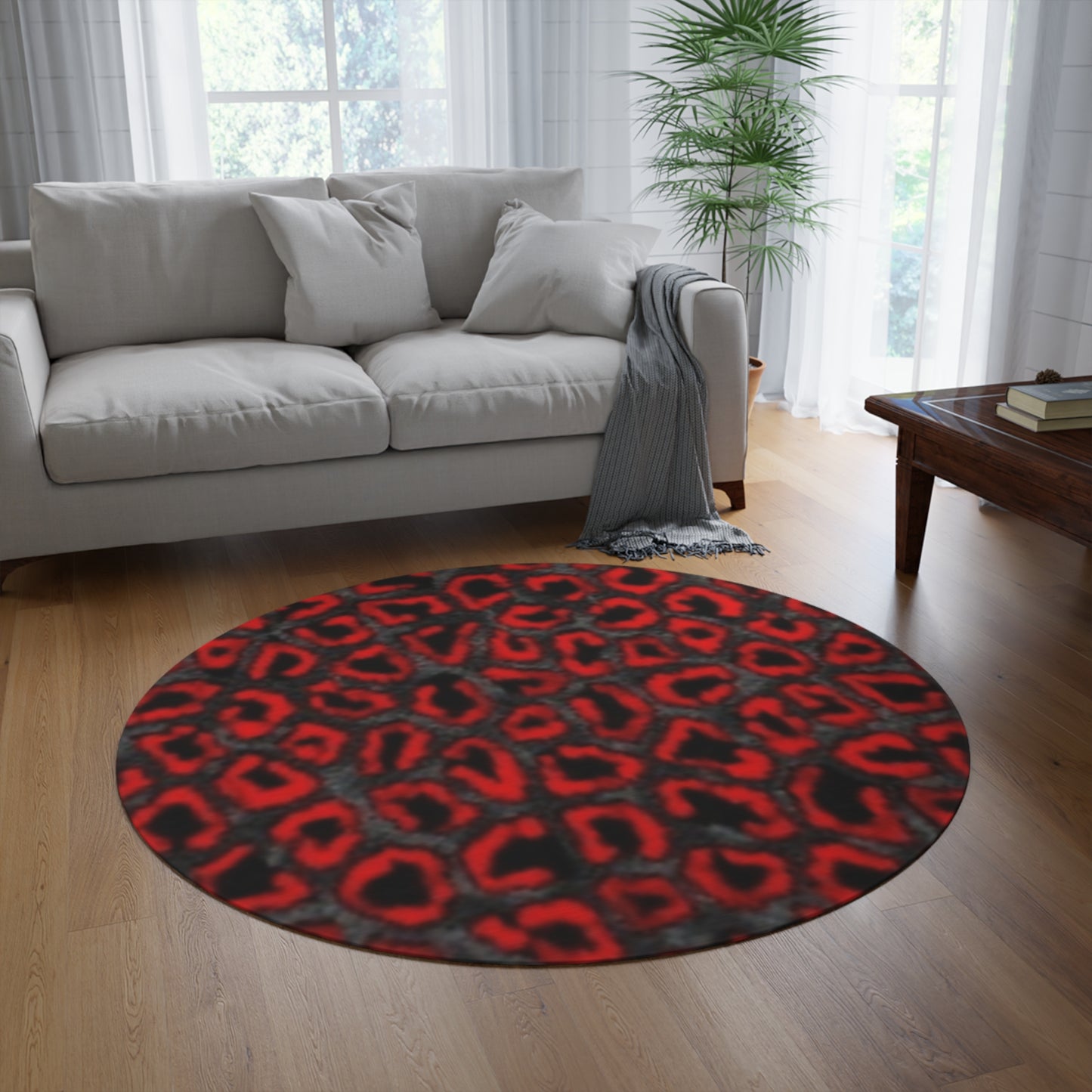 Tapis rond à imprimé léopard chic : une décoration bohème élégante pour les espaces de vie 
