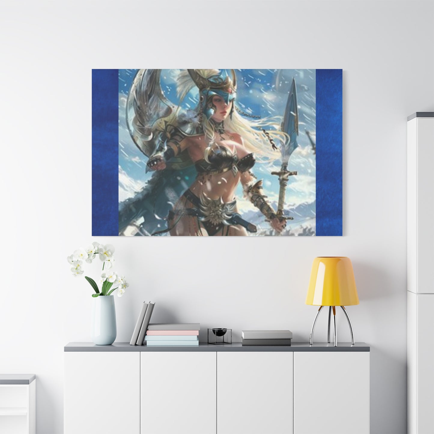 Fantasy Warrior Woman Canvas Art Print, Wall Decor for Gamers, Bold Room Aesthetic, Gift for Art Lovers, Home Office Decoration, Unique Wall Art