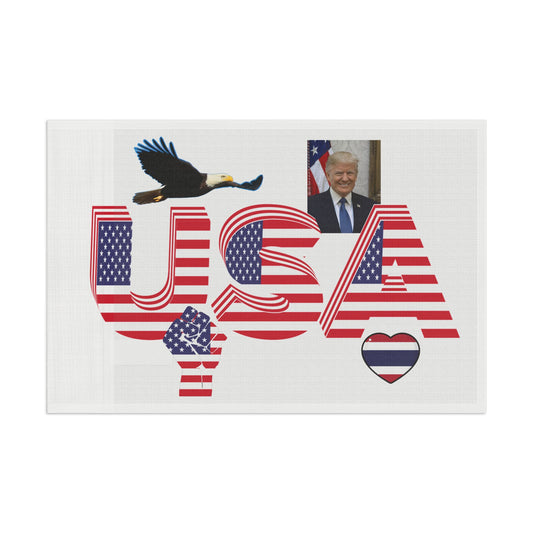 Patriotic USA Flag Mug with Eagle Design and Trump
