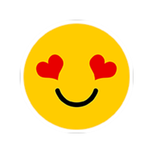 Cheerful Yellow Happy Face with Heart Eyes Stickers | Kiss-Cut Stickers for Laptops, Scrapbooking, Gift Decor, Party Favors, Kids' Crafts