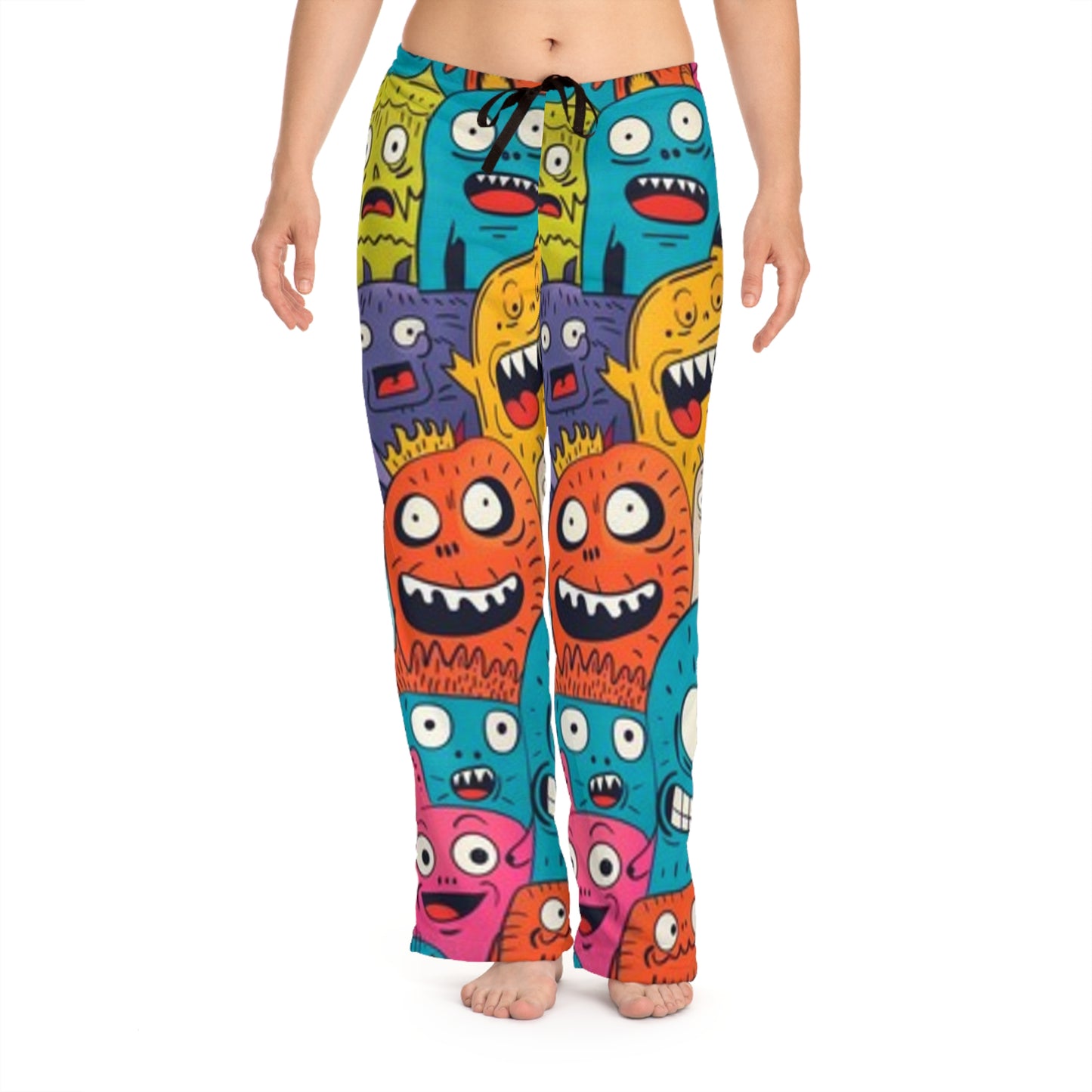 Pantalon de pyjama pour femme Monstres bleu rose orange jaune violet