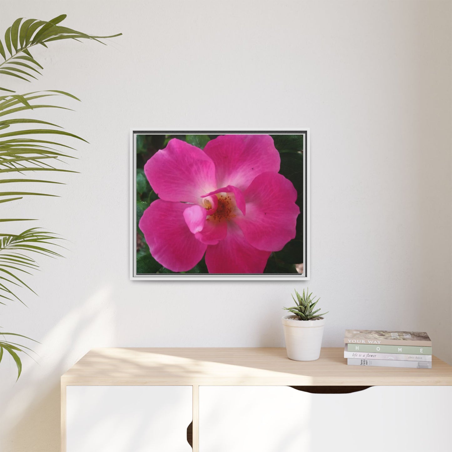 Framed Floral Canvas Art Print | Vibrant Pink Flower Decor, Wall Art for Home, Gift for Her, Mother's Day, Birthday