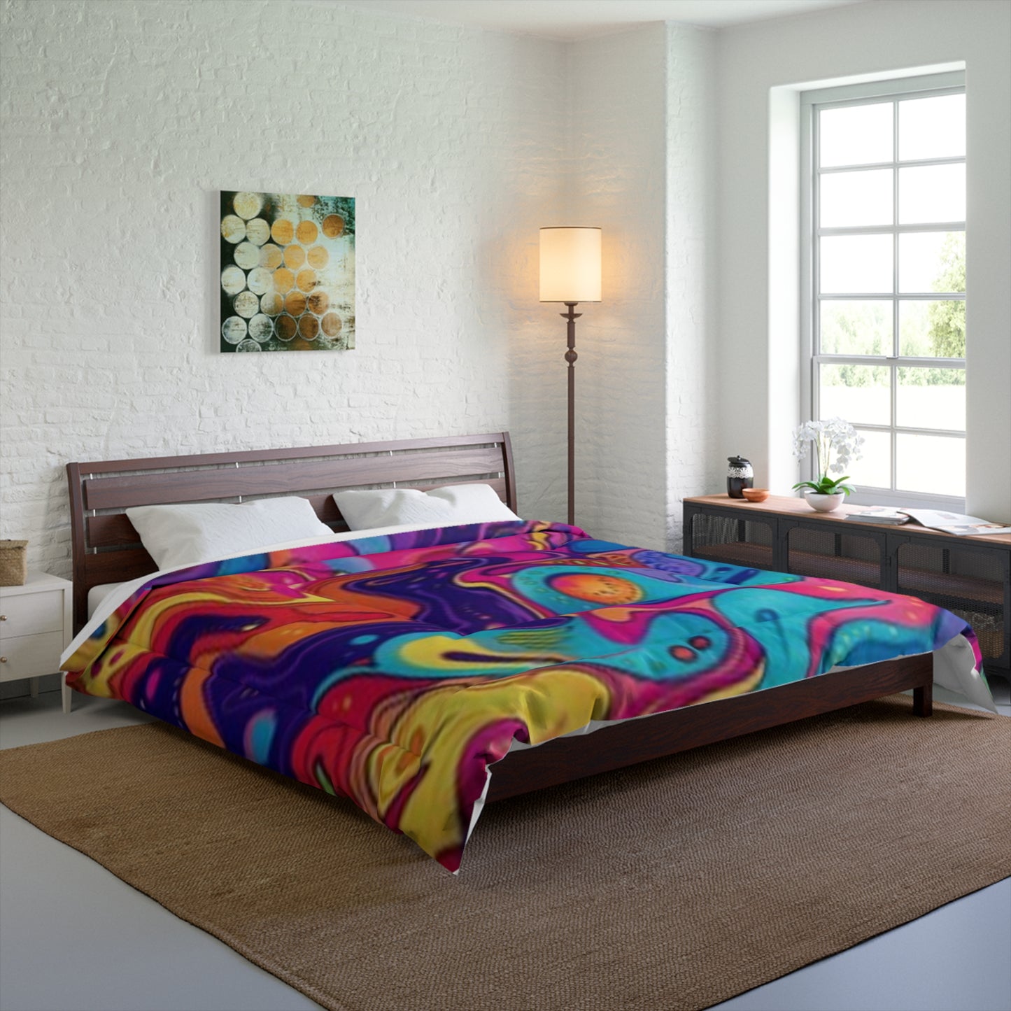 Colorful Psychedelic Comforter - Vibrant Bohemian Bedding for a Cozy Home