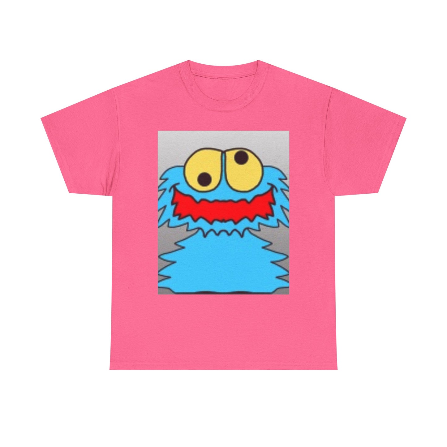 Blue Monster Cartoon-Inspired Unisex Heavy Cotton Tee, Fun Graphic T-Shirt, Cute Gift Idea, Casual Wear, Birthday Celebration, Everyday Style